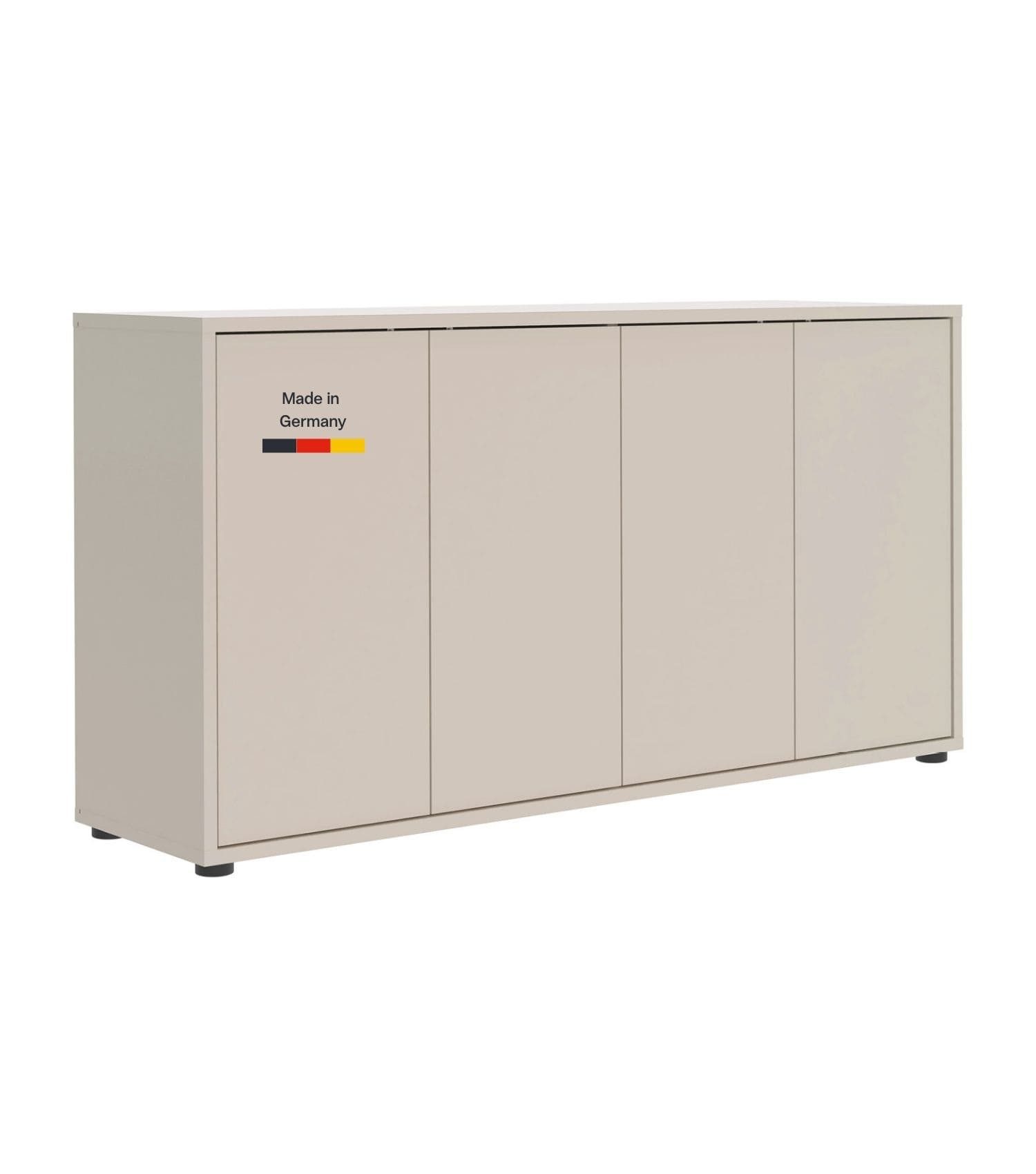 mokebo Sideboard 'Horizon' Holz Kommode Push-to-Open Türen Schrank (73x136 cm, mit Einlegeböden), Made in Germany, Kommode Beige, Beistellschrank, Anrichte in K – Bild 2 von 5