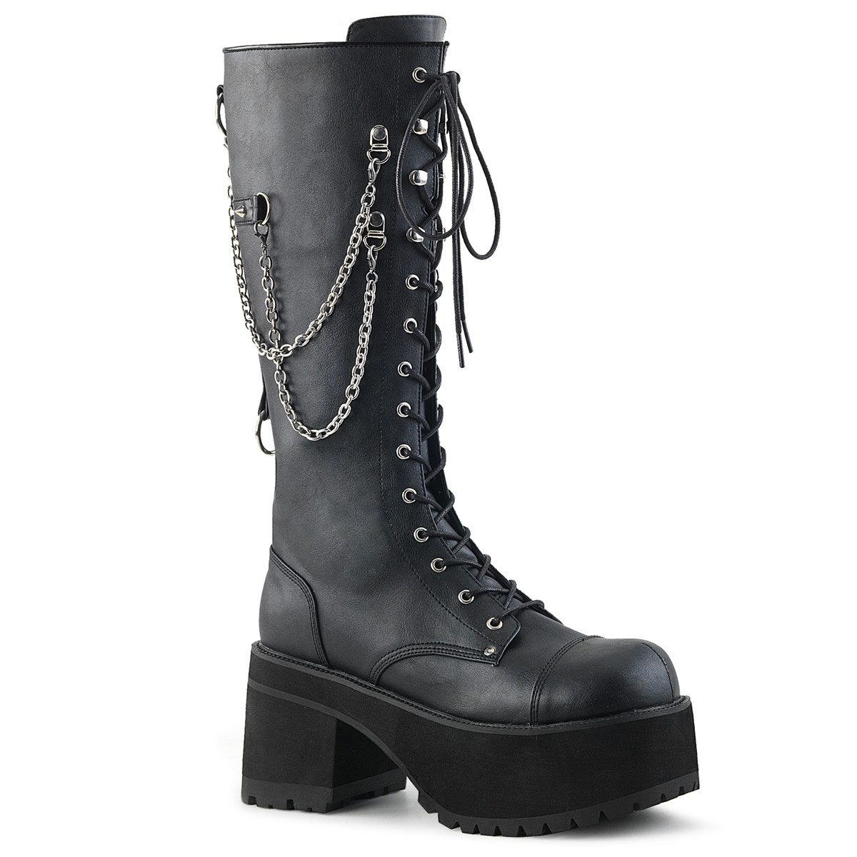 DemoniaCult Sale RANGER-303 DemoniaCult Unisex Plateau Schnürstiefel schwarz O-Rin High-Heel-Stiefel