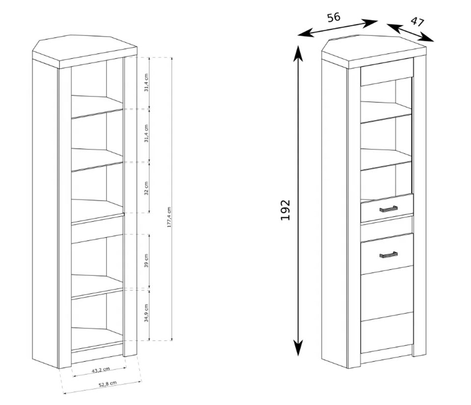 Beautysofa Eckvitrine Polis I-23 mit Glastür günstig online kaufen