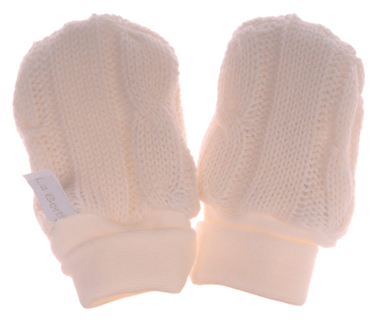 La Bortini Fäustlinge Baby Strickfäustlinge Handschuhe in creme weiß gestrickt (1 Paar) aus Baumwolle, für Neugeborene