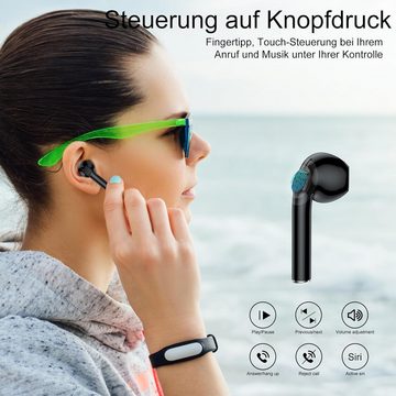 NZKEEYZI Kabellos Bluetooth 5.3 mit 4 ENC Noise Cancelling Mic 30 std Spielzeit In-Ear-Kopfhörer (IPX7 Wasserdichtigkeit für schweißfreies Training und Outdoor-Abenteuer., ENC Lärmreduzierung, IP7 Wasserdicht für Arbeit USB-C Schnellaufladung)