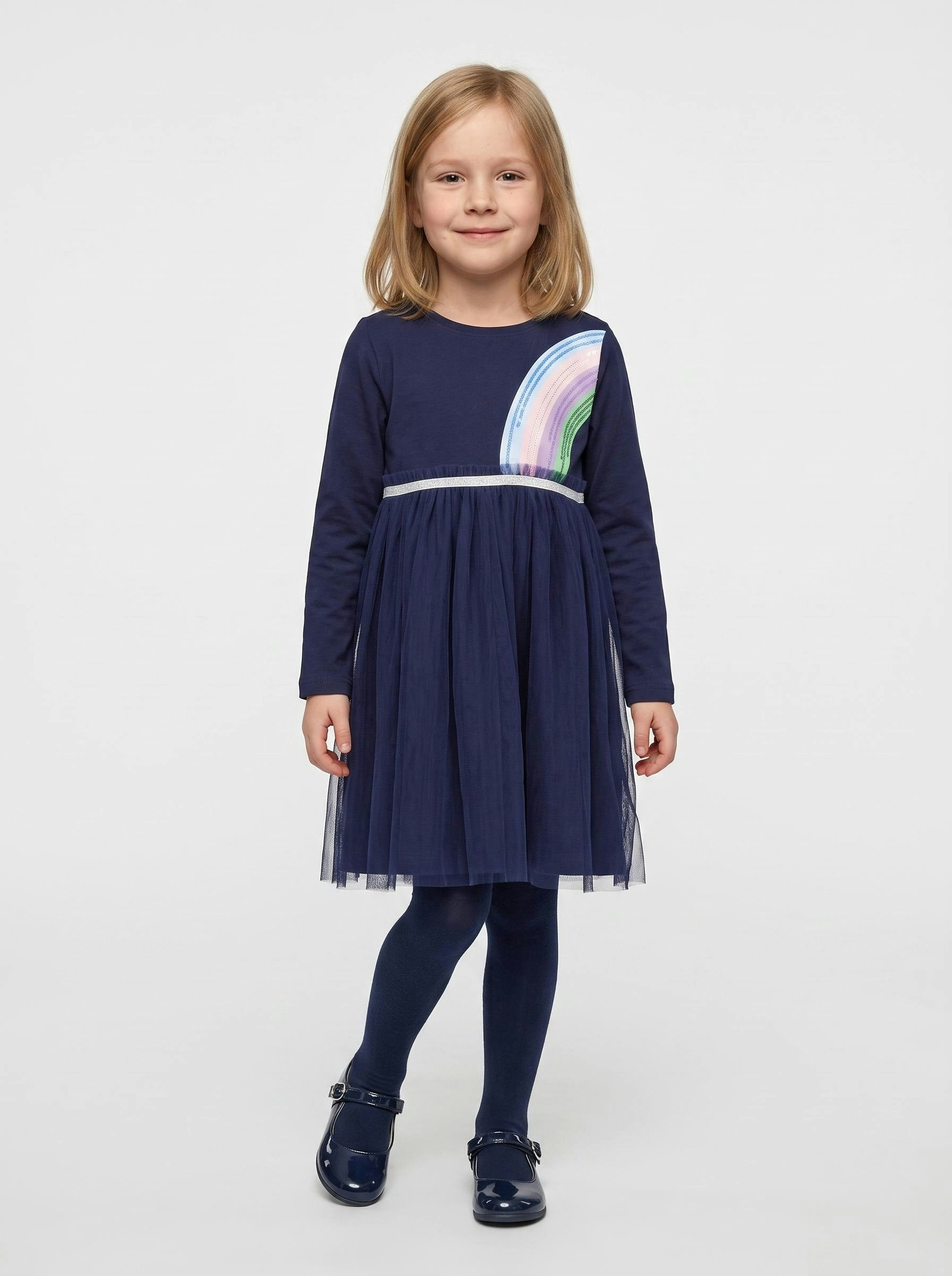 Blue Seven Jerseykleid mit aufgesetztem Tüllrock, Pailletten und Glitzerdetails