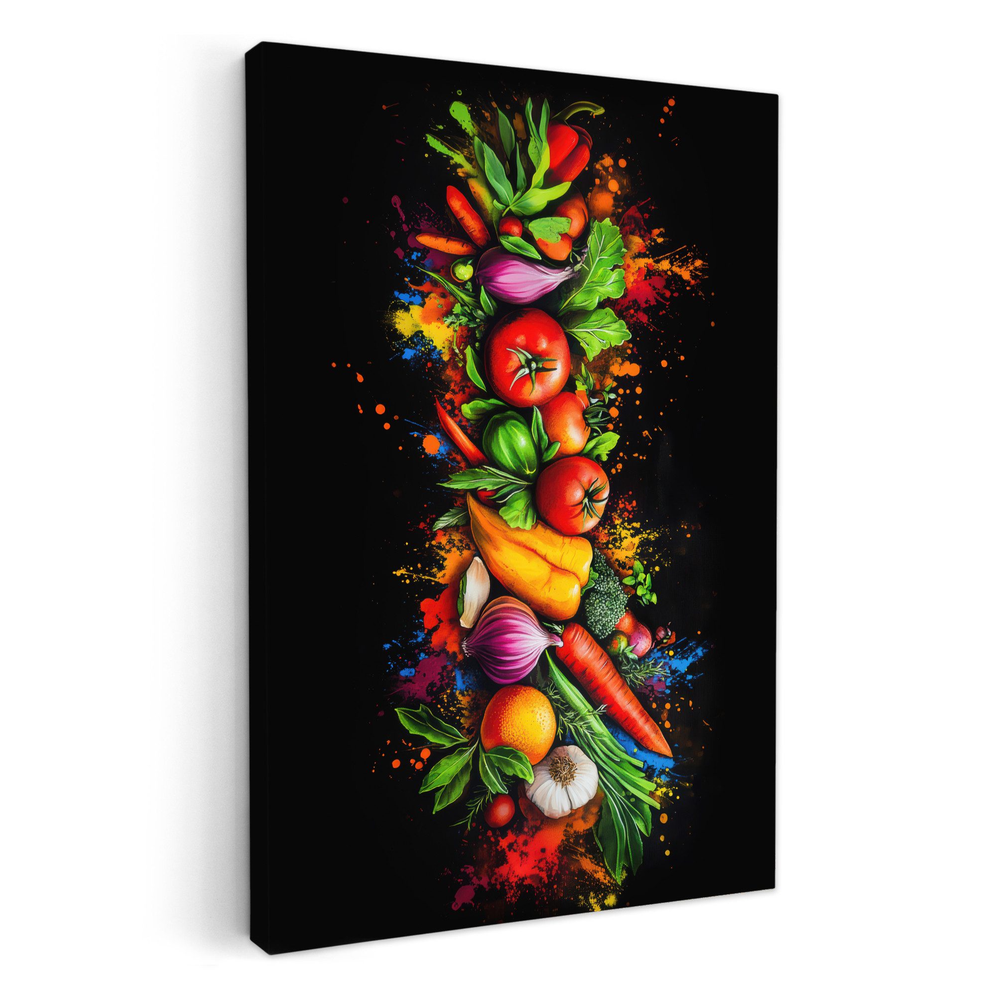OneMillionCanvasses® Leinwandbild Gemüse - Lebensmittel - Kräuter - Graffit günstig online kaufen