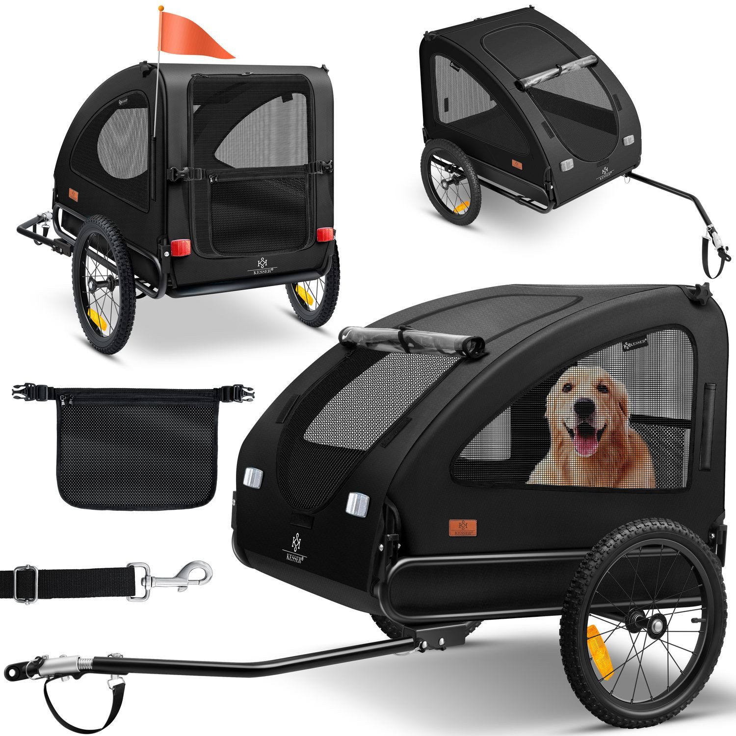 KESSER Fahrradhundeanhänger, Hundeanhänger Boxer 2-in-1 Hundebuggy Fahrradanhänger groß