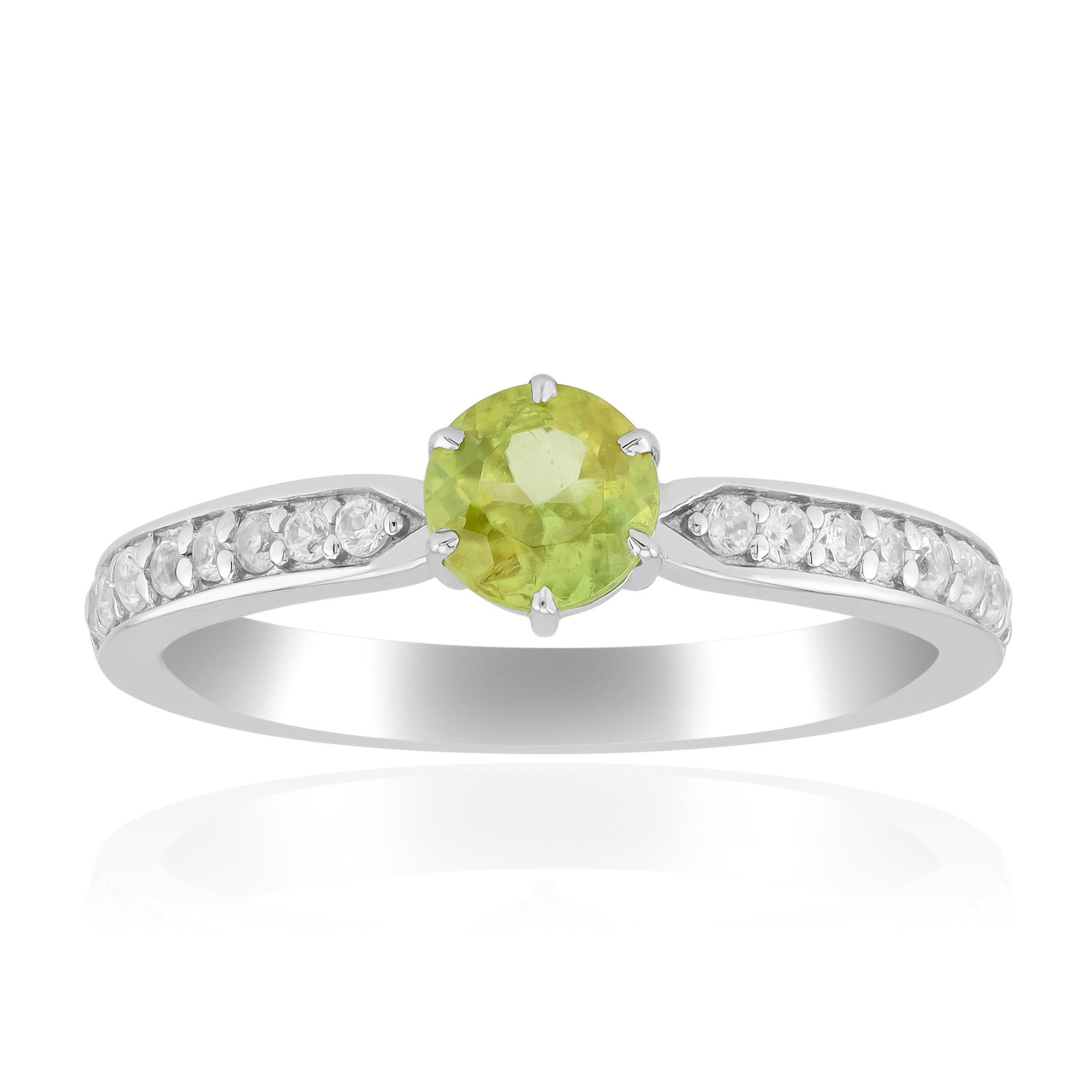 Silberring Cavill Ring Sterlingsilber platin, 0,55 ct Sphen grün, 0,31 ct Zirkon
