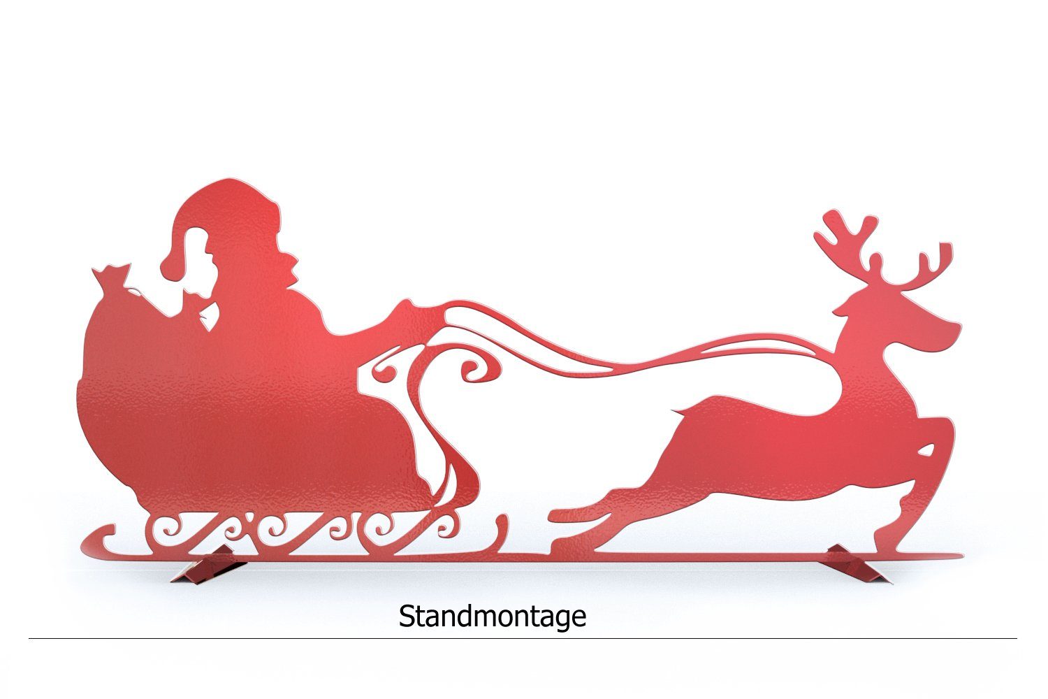 Rot Weihnachtsfigur Weihnachtliches WD01-RT Weihnachtsdeko Stahl Metallschild tuning-art Weihnachtsmann Rot