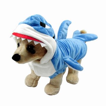 yozhiqu Puppenkleidung Hai-Cosplay-Kostüm für Haustiere, Niedlicher blauer Hai-Tier-Fleece-Hoodie, 3D-Haifisch-Hundekleidung