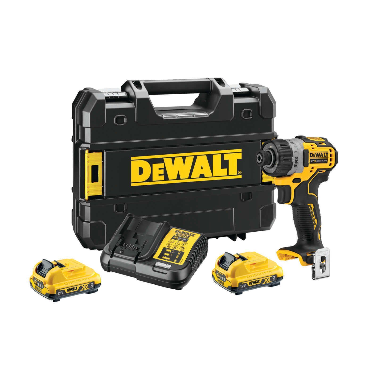 DeWalt Akku-Schrauber Akku-Schrauber DCF601D2-QW 12V 2Ah, 1/4, inkl Akkus und Zubehör, 8 Nm, (Set)