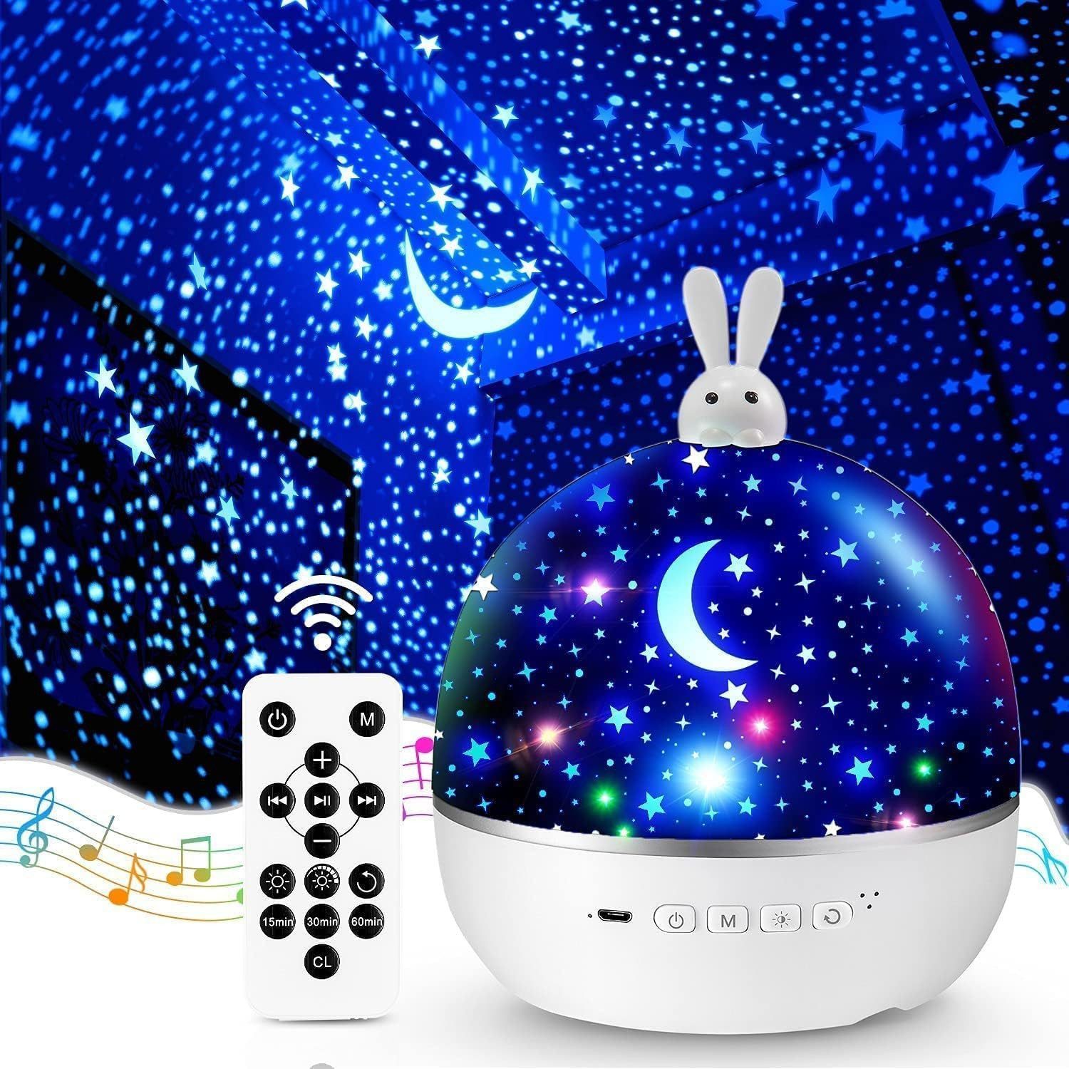 FELIXLEO LED Nachtlicht Baby Nachtlicht Sternenhimmel Projektor Bluetooth 8 Filme Fernbed