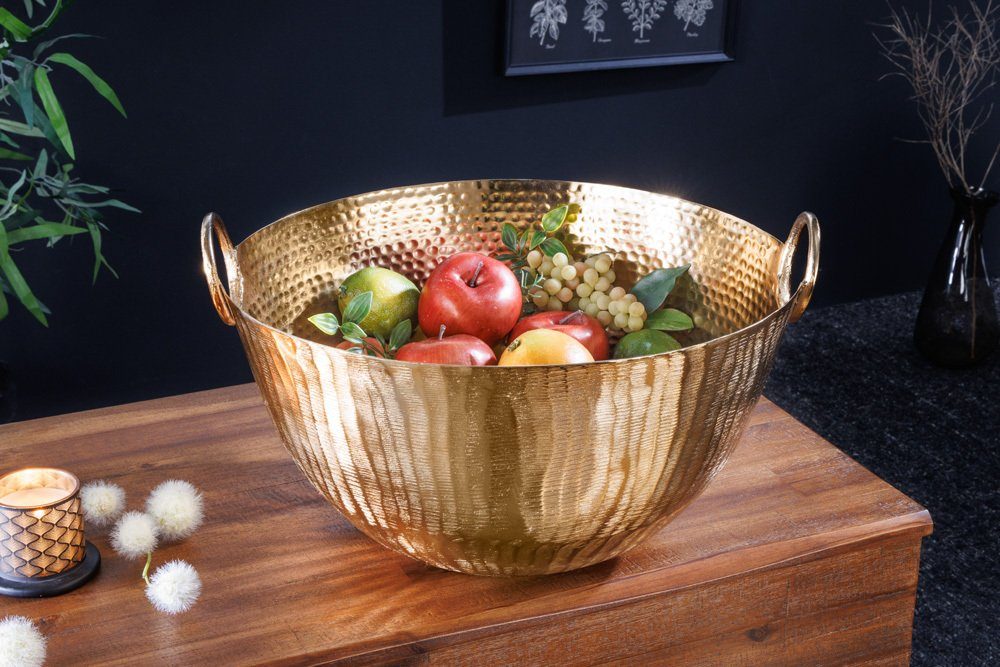 riess-ambiente Dekoschale ORIENT 40cm gold (1 St), Wohnzimmer · Obst · Schlüssel · Hammerschlag · Handarbeit · Boho