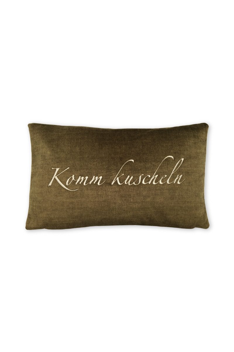 Steen Design Kissenhüllen Kissenhülle - KOMM KUSCHELN - oliv