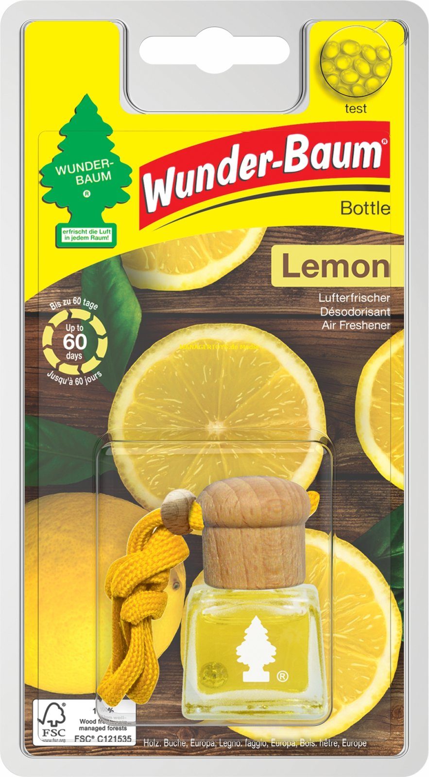 Wunder-Baum Öl-Parfüm Bottle Duft Flakon Lemon WUNDERBAUM Lufterfrischer  4,5 ml Zitrone