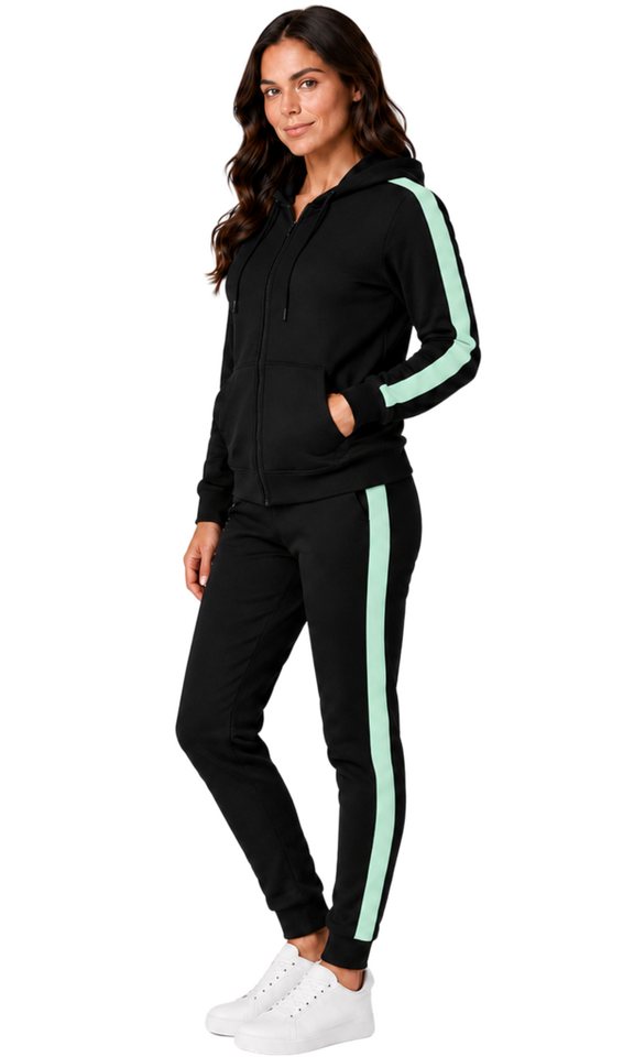 L.gonline Jogginganzug Damen Freizeitanzug, Sportlich, mit Streifen 526 (Packung, 2-tlg., im modischem Design), Fitness Freizeit Casual