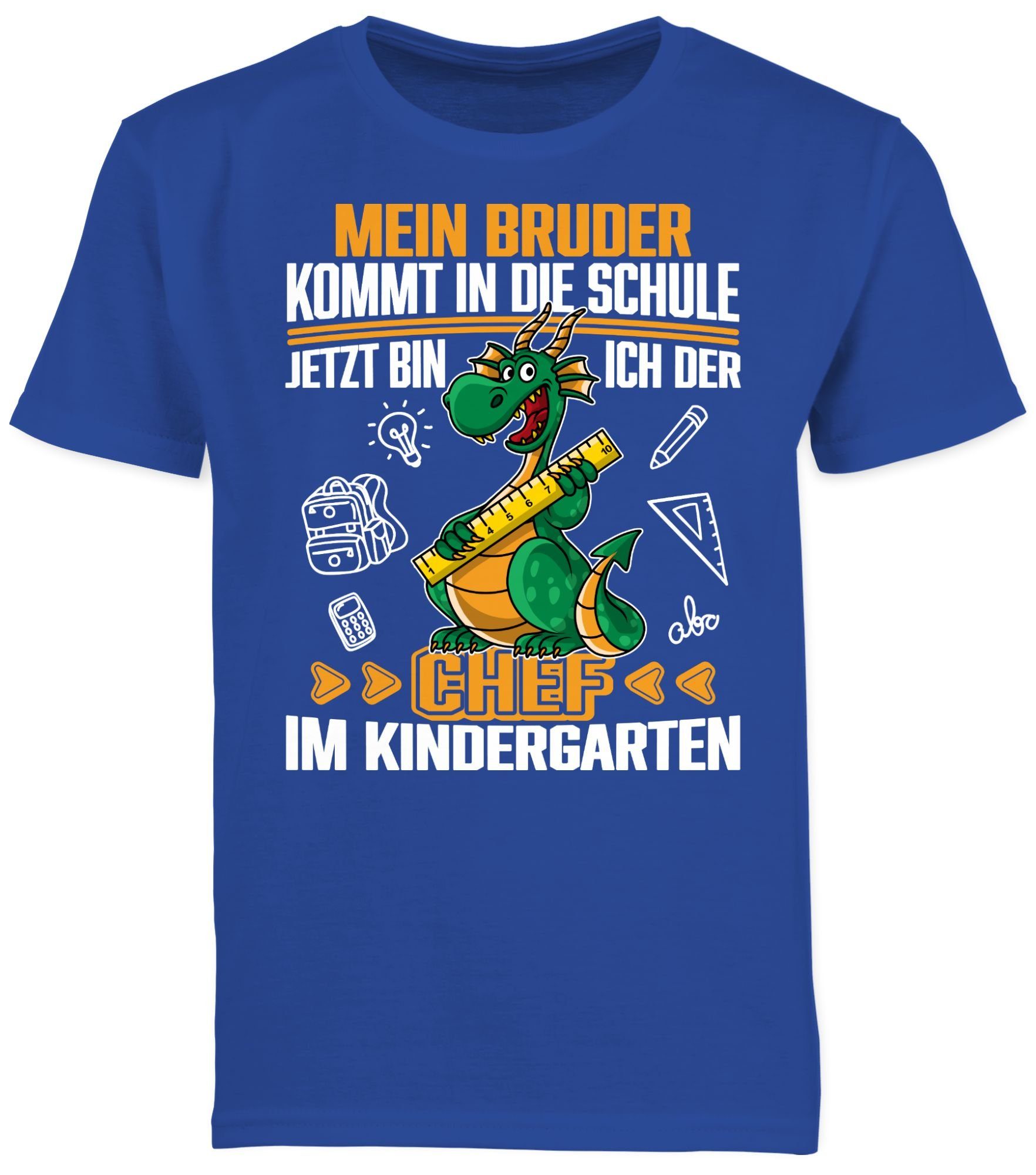 Shirtracer T-Shirt Mein Bruder kommt in die Schule! Jetzt bin ich der Chef im Kindergarte (1-tlg) Hallo Kindergarten