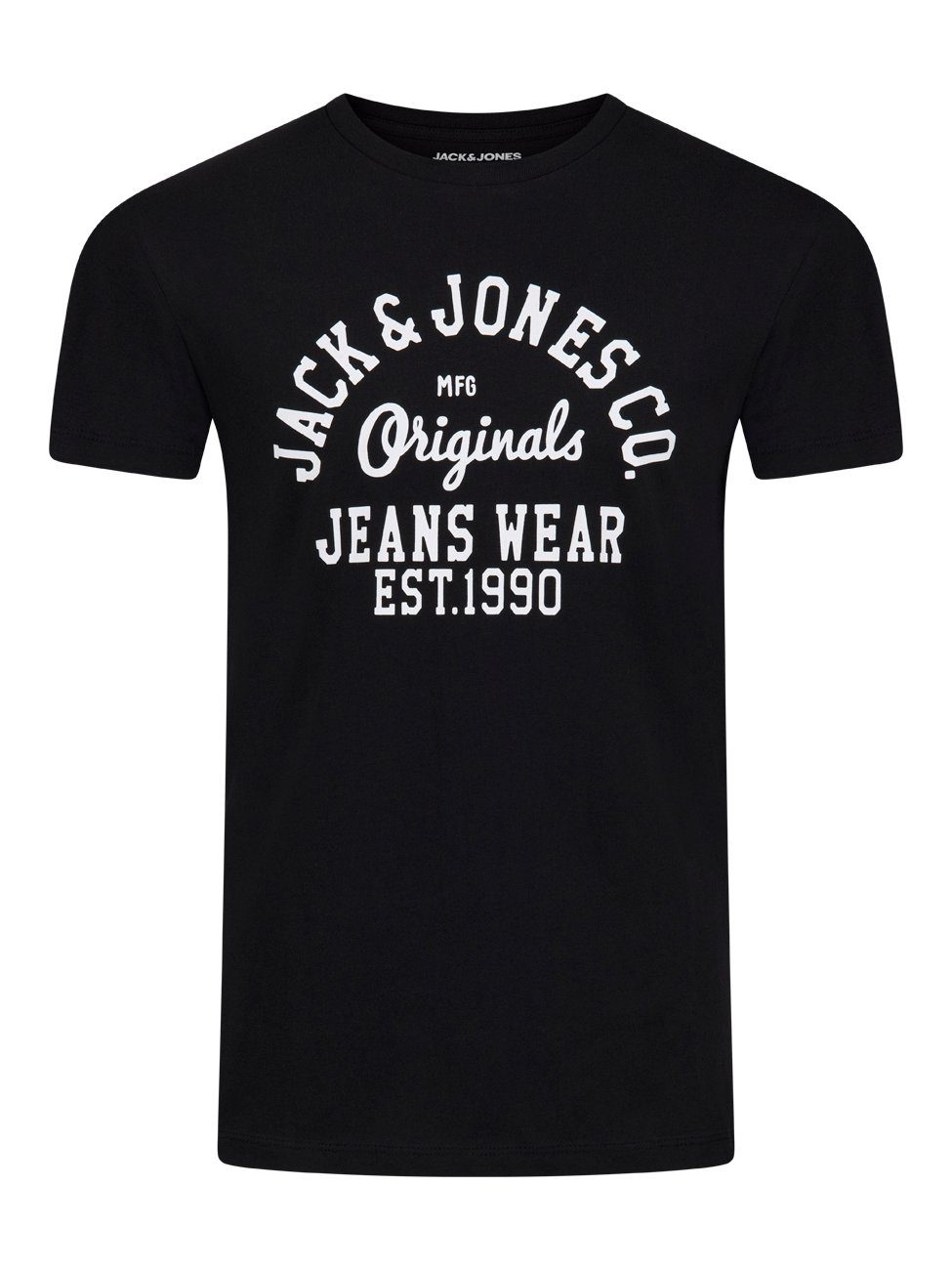 aus T-Shirt 100% Jack Herren Fit Tee 5 Rundhalsausschnitt Shirt (4-tlg) Pack & Kurzarm Regualar Logoprintshirt Baumwolle mit Jones JJLINO