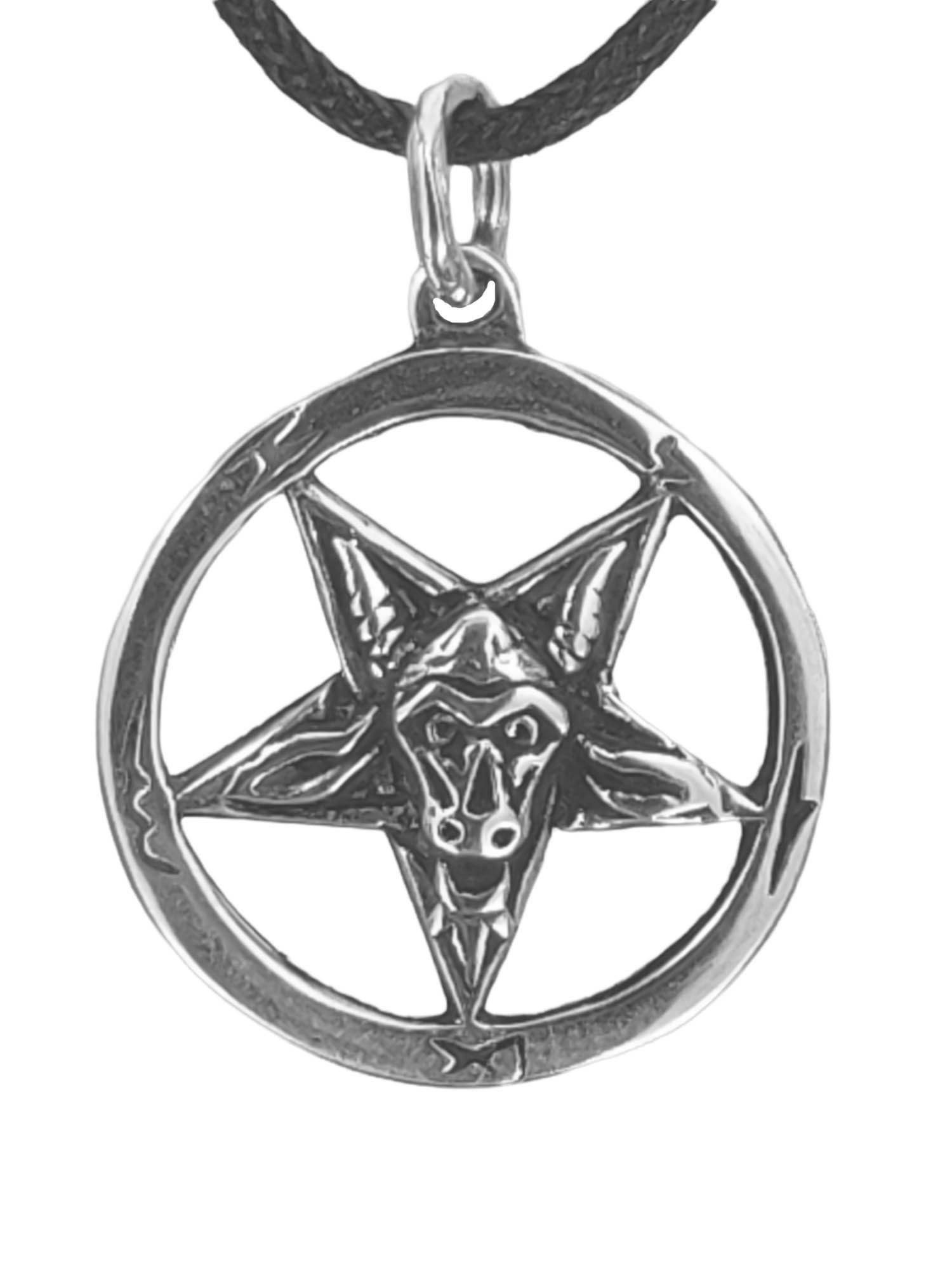 Kettenanhänger Pentagramm 925 Silber Anhänger Baphomet Ziegenkopf Satanist