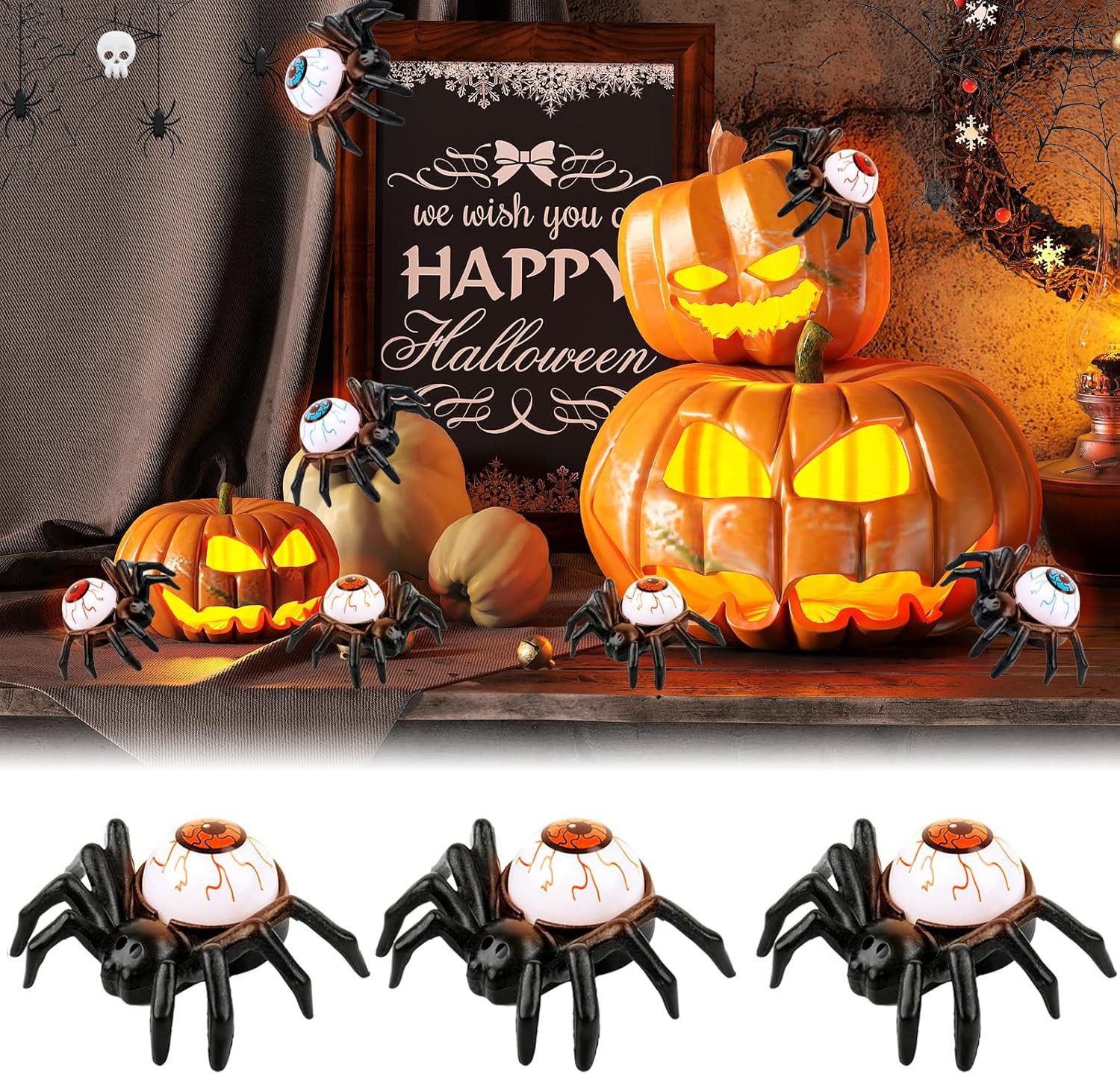 Coonoor LED-Kerze 12 Stück Halloween Spinne günstig online kaufen