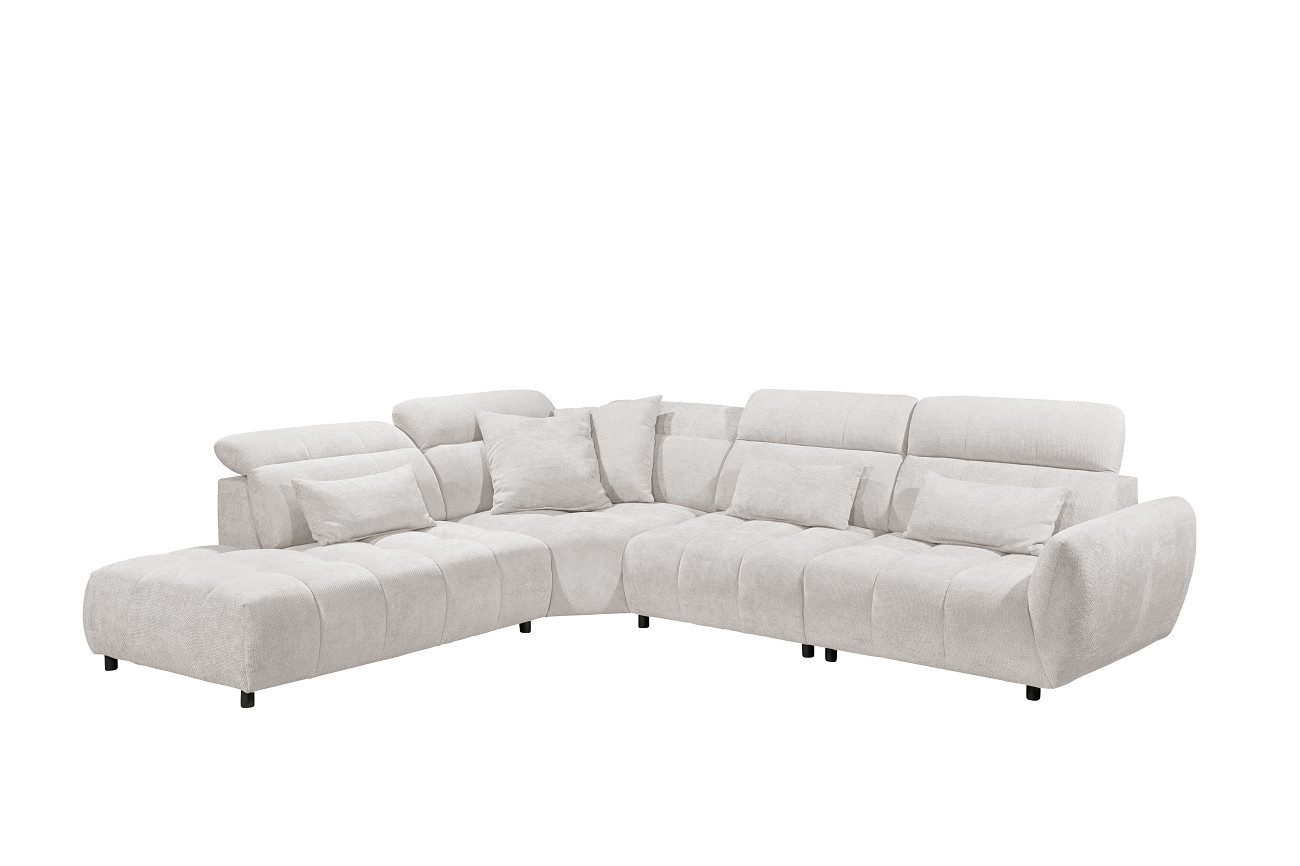 ED EXCITING DESIGN Ecksofa Franklin, mit verstellbaren Kopflehnen, frei im Raum stellbar, Nosagfederung