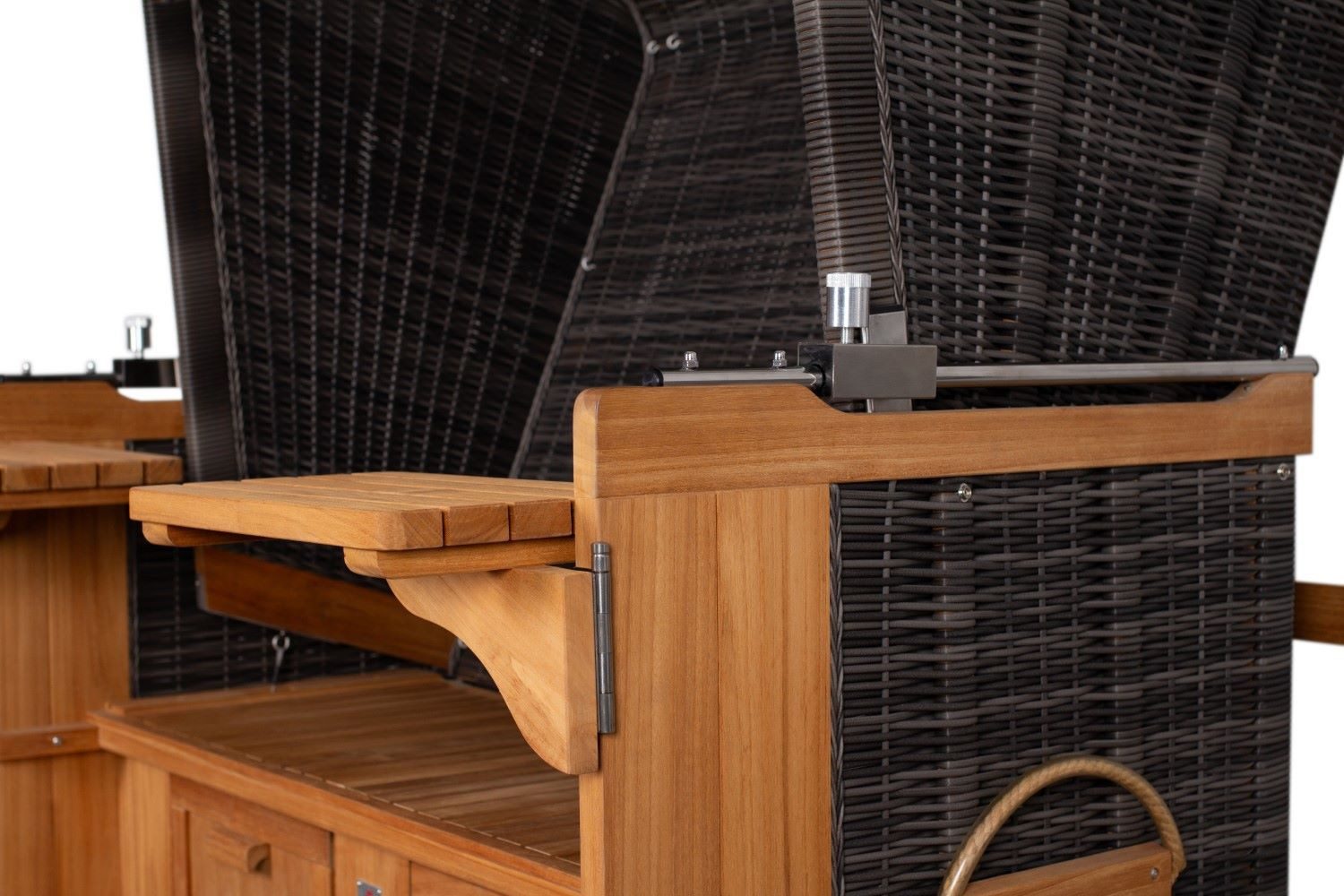 deVries PURE® Strandkorb Friesland Sylt XL - PE stone grey - Dessin 107, BxTxH: 135x90x165 cm, Volllieger, Nordsee-Strandkorb, Teakholz - PE-Markengeflecht - bequeme Polster - Schutzhülle