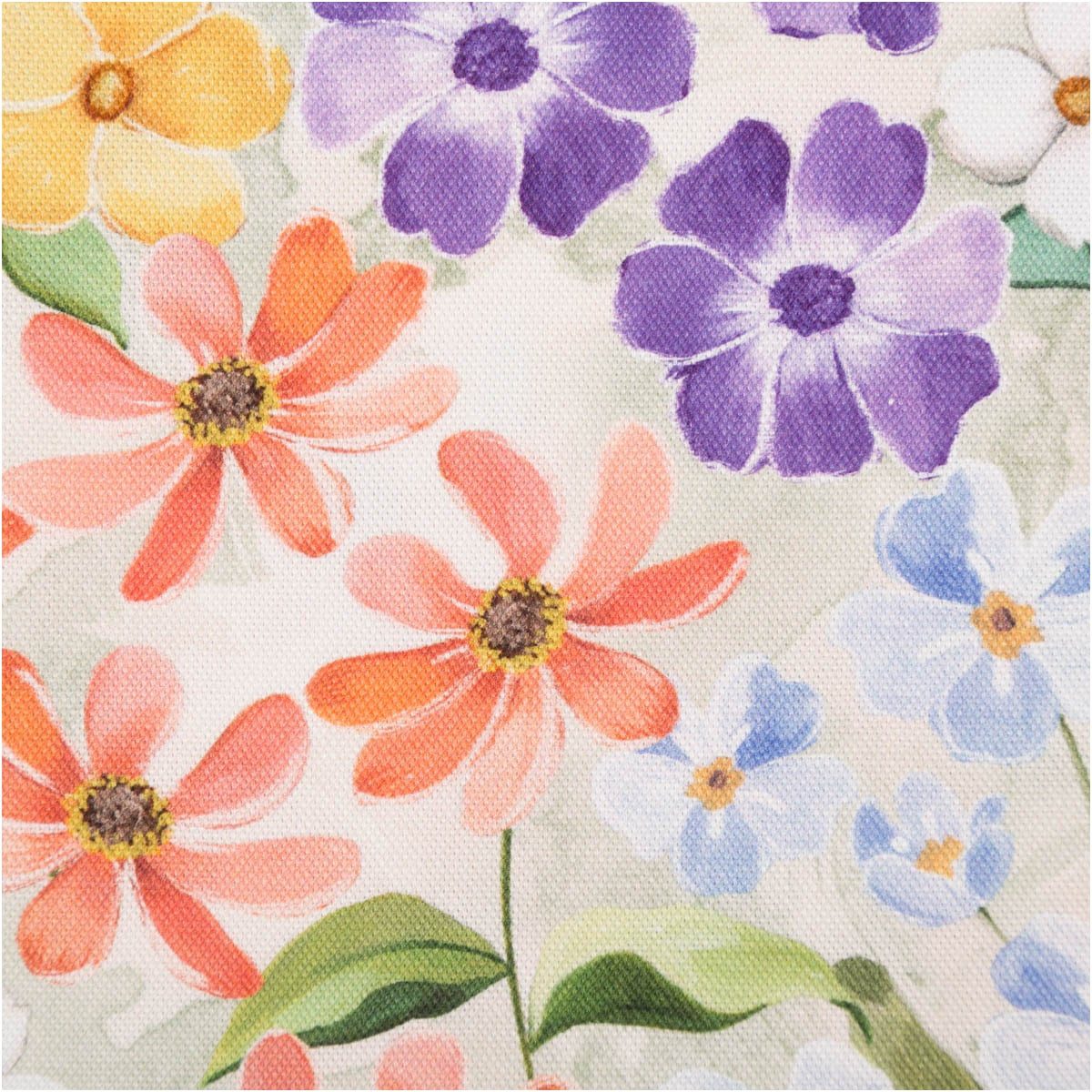 SCHÖNER LEBEN. Stoff Canvas Stoff Meterware Blumen bunt grün Baumwolle 138 cm, allergikergeeignet