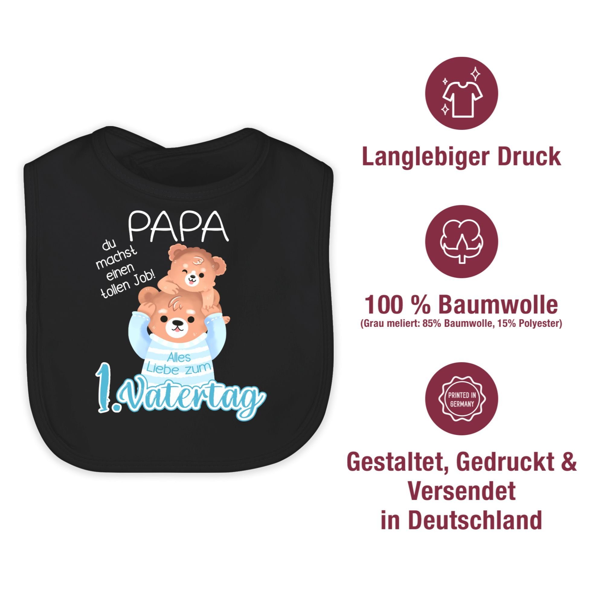 Shirtracer Lätzchen Geschenk Bär Schwarz 1. Liebe Bär, Vatertag zum Baby Vatertag und Papa 3 - Alles Baby