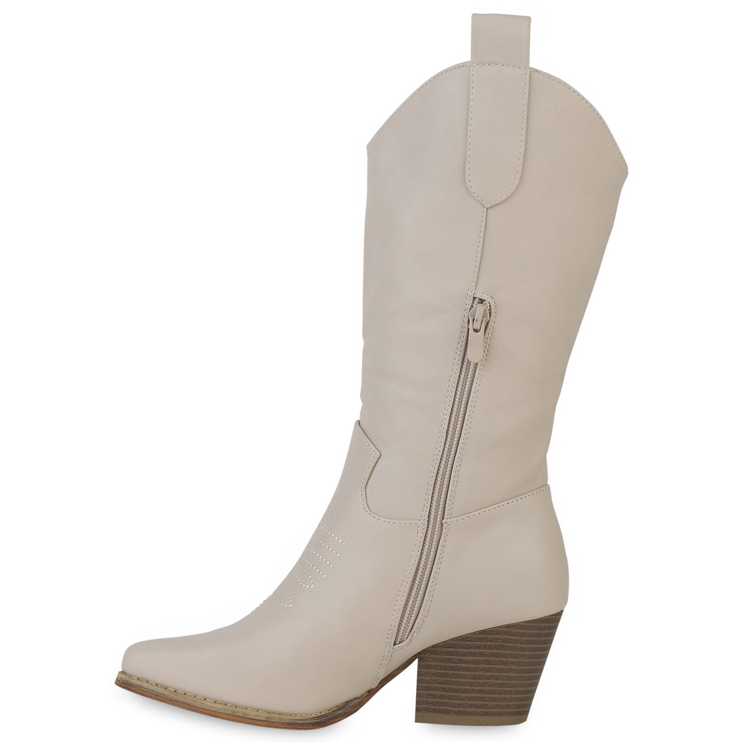 VAN HILL 839874 Cowboystiefel Damen Stiefel Cowboystiefel Stickereien Holzo günstig online kaufen