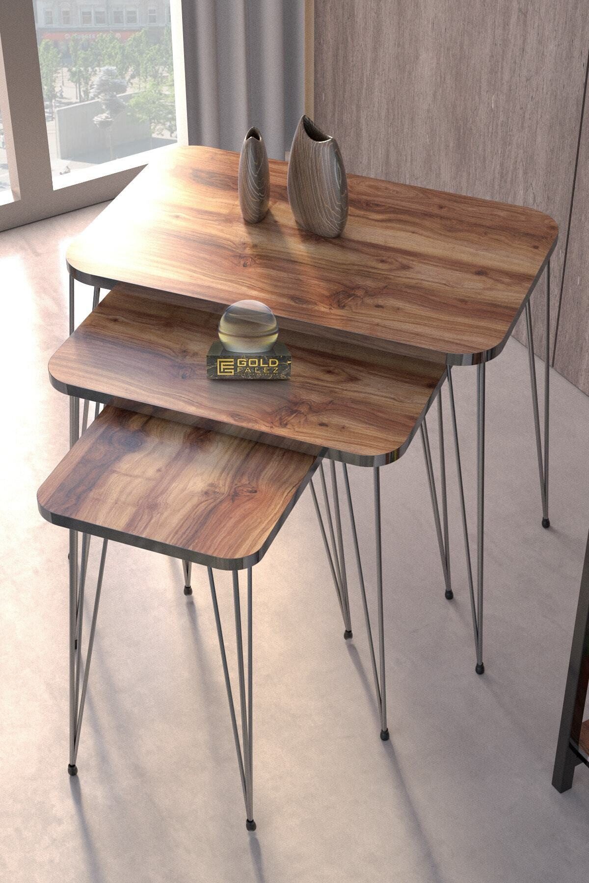 en.casa Couchtisch (3-St), 3er-Set, quadratisch, Metallgestell 89322049