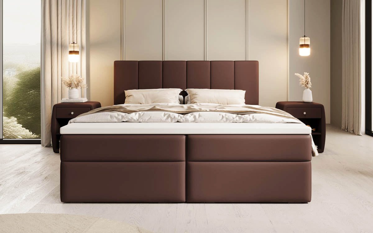 Luxusbetten24 Boxspringbett Aurelia Kunstleder, mit Stauraum