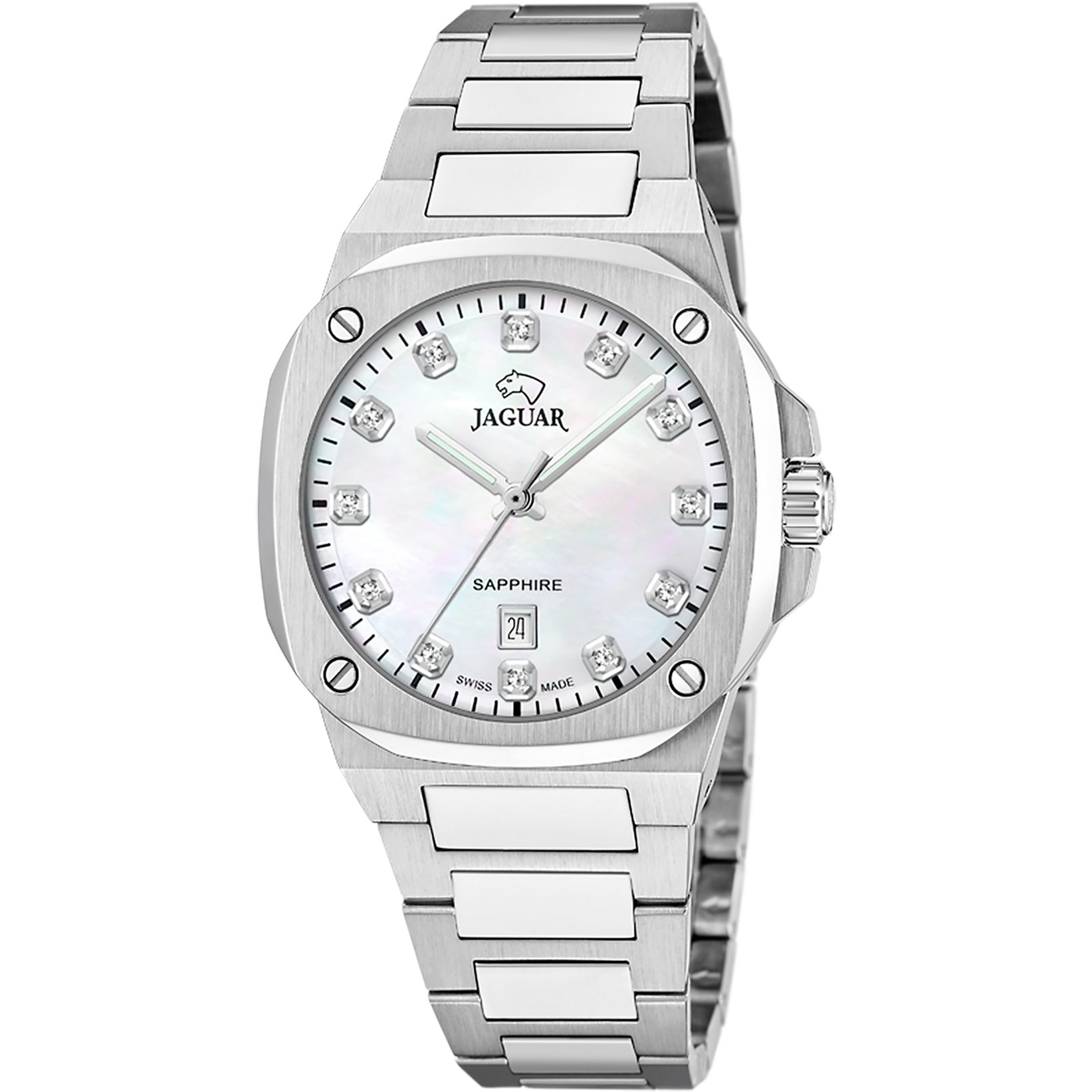 Jaguar Quarzuhr Rondcarre J1027_5, Armbanduhr, Damenuhr, Swiss Made, Edelstahlarmband, analog, Tag