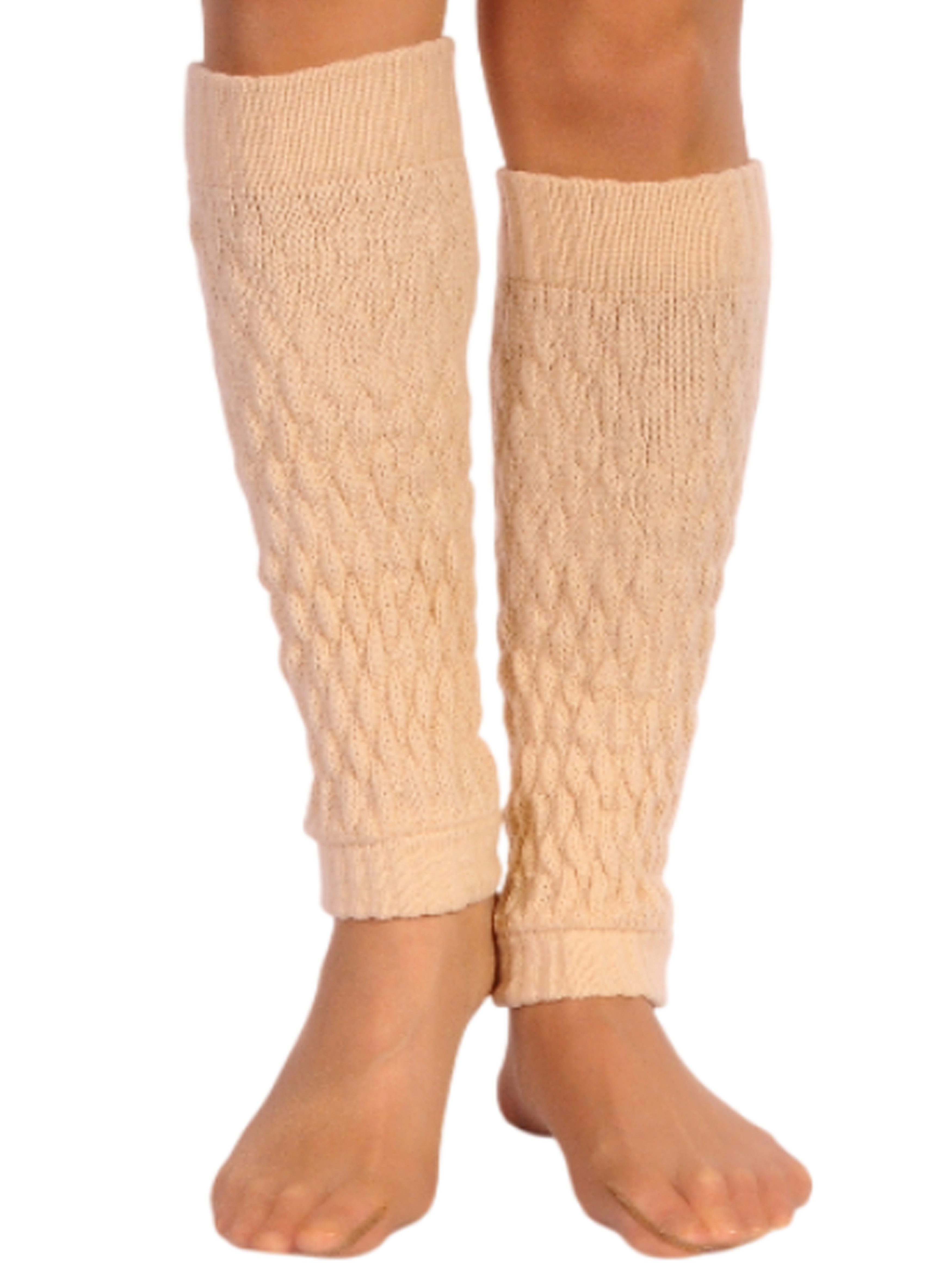 Beinstulpen Stulpen in Beige elegante Beinwärmer Damen Frauen Strickstulpen