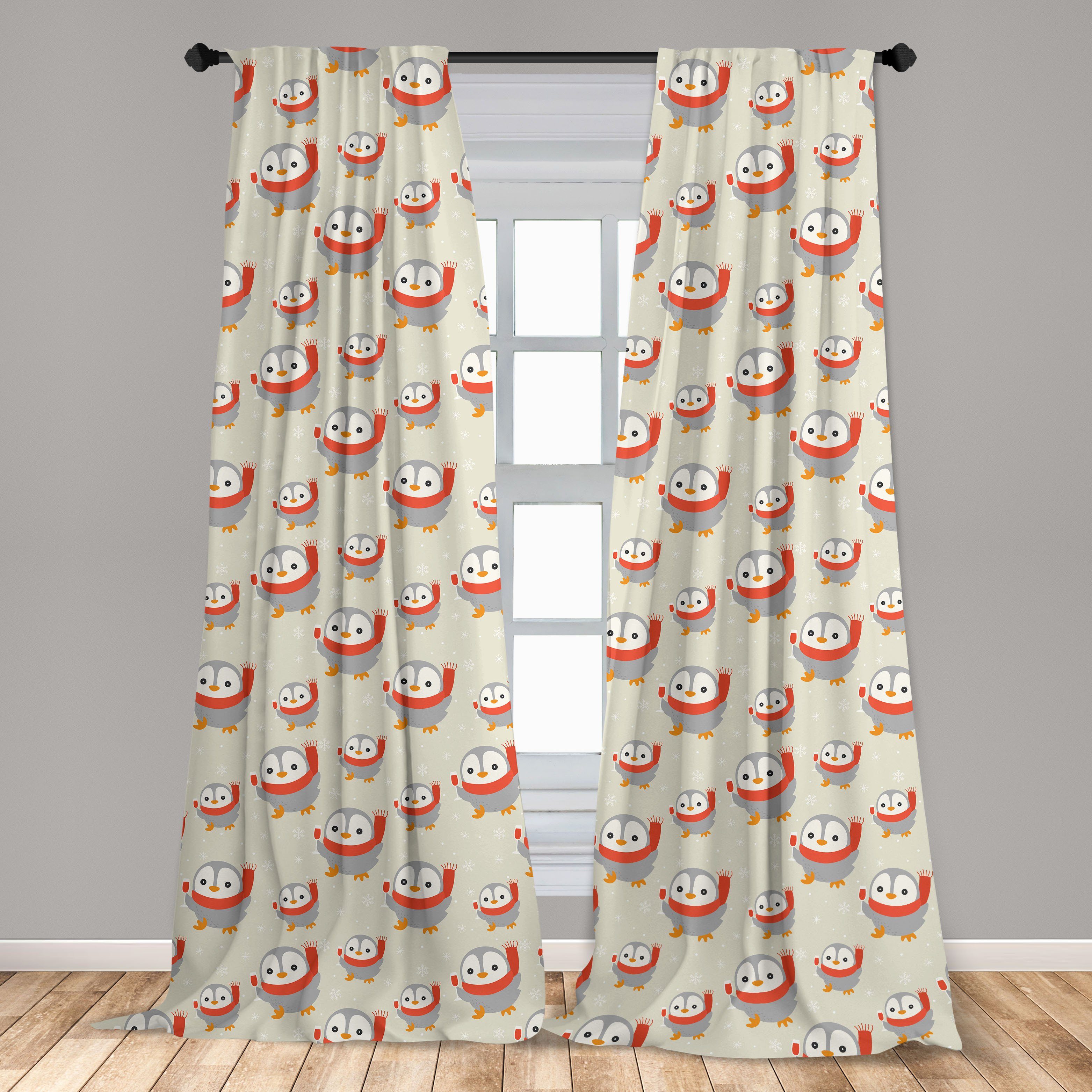 Gardine Vorhang für Wohnzimmer Schlafzimmer Schale mit Microfaser, Dekor, Baby-Tier Abakuhaus, Pinguin