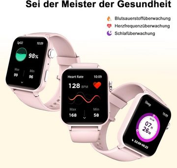 blackview Smartwatch (1,83 Zoll, Android, iOS), Damen Tätigen und Annehmen von Anrufen, Sportuhr mit 100+ Sportmodi