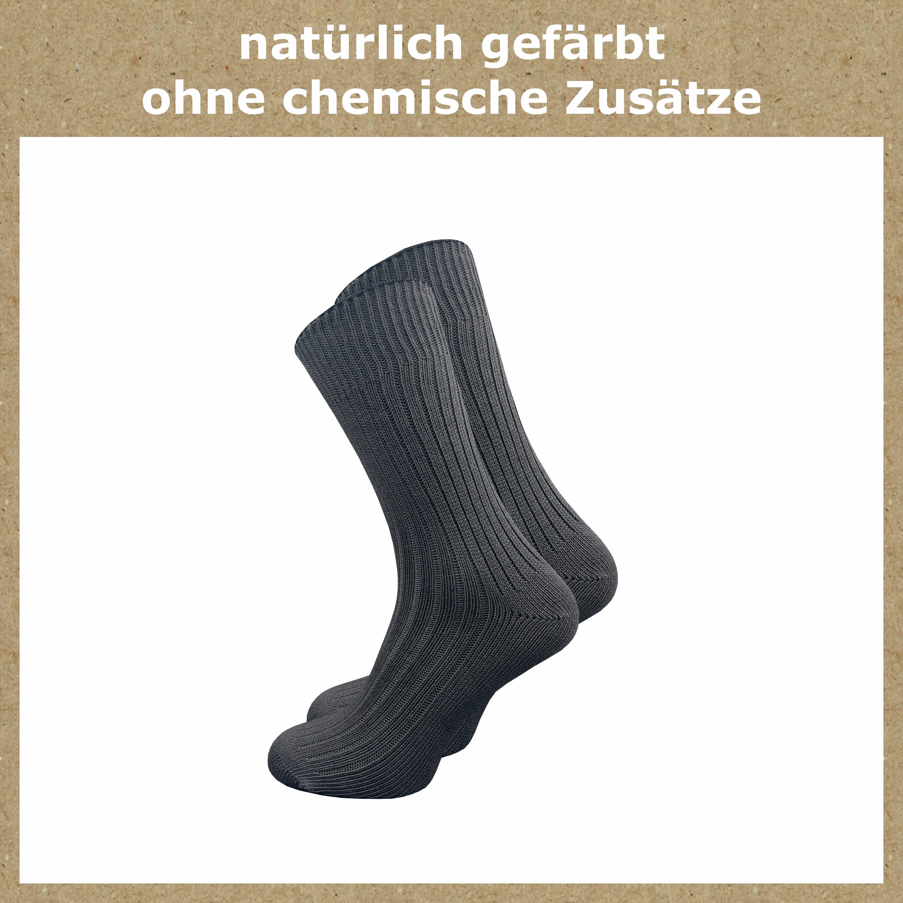 GAWILO Komfortsocken "Natur" aus 100% reiner, naturbelassener Baumwolle für Damen & Herren (6 Paar) Etwas gröber gestrickt für extra Tragekomfort & angenehmes Hautgefühl