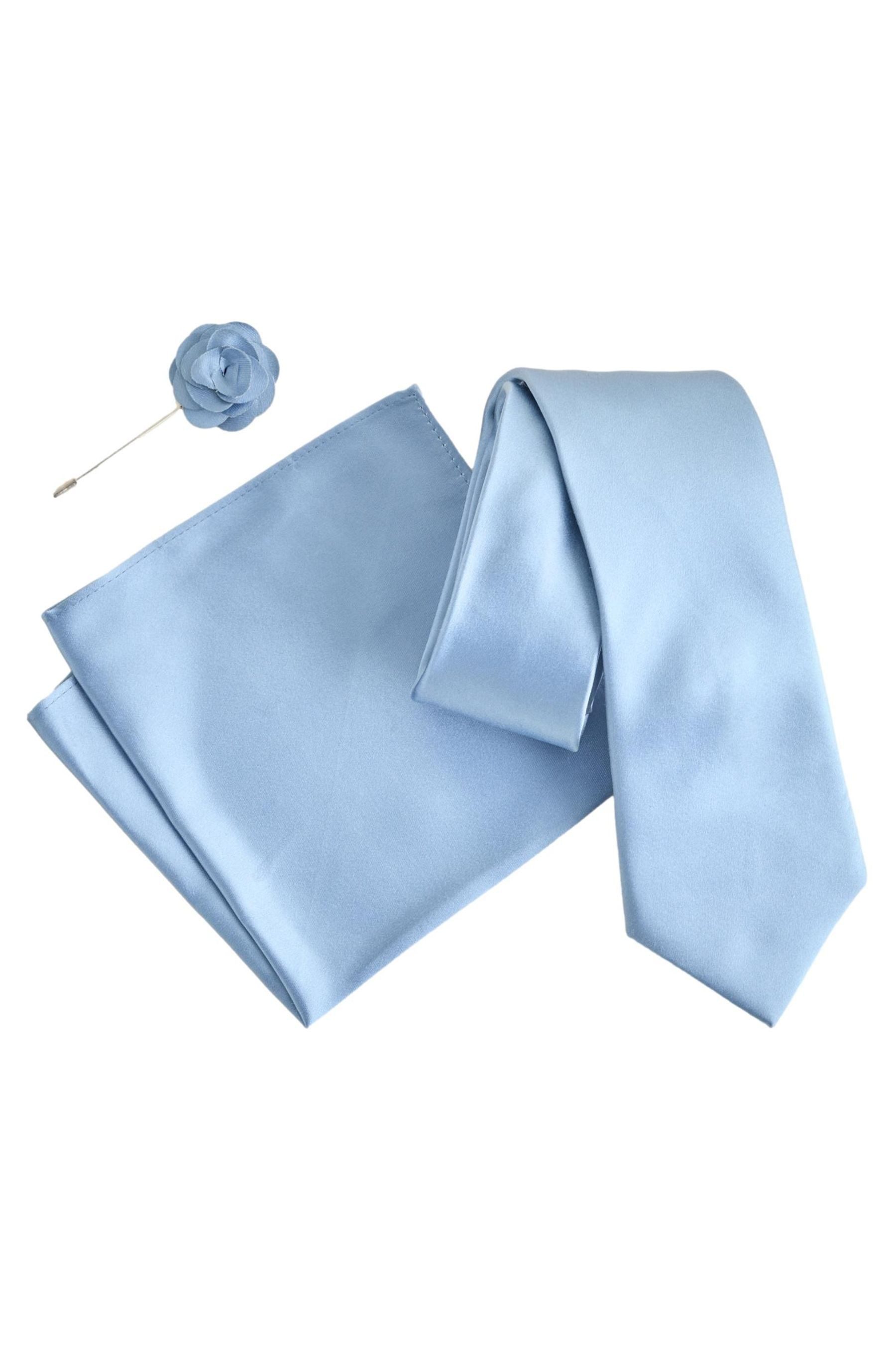 Next Krawatte Seidenkrawatte, Einstecktuch, Krawattennadel Set (3-St)