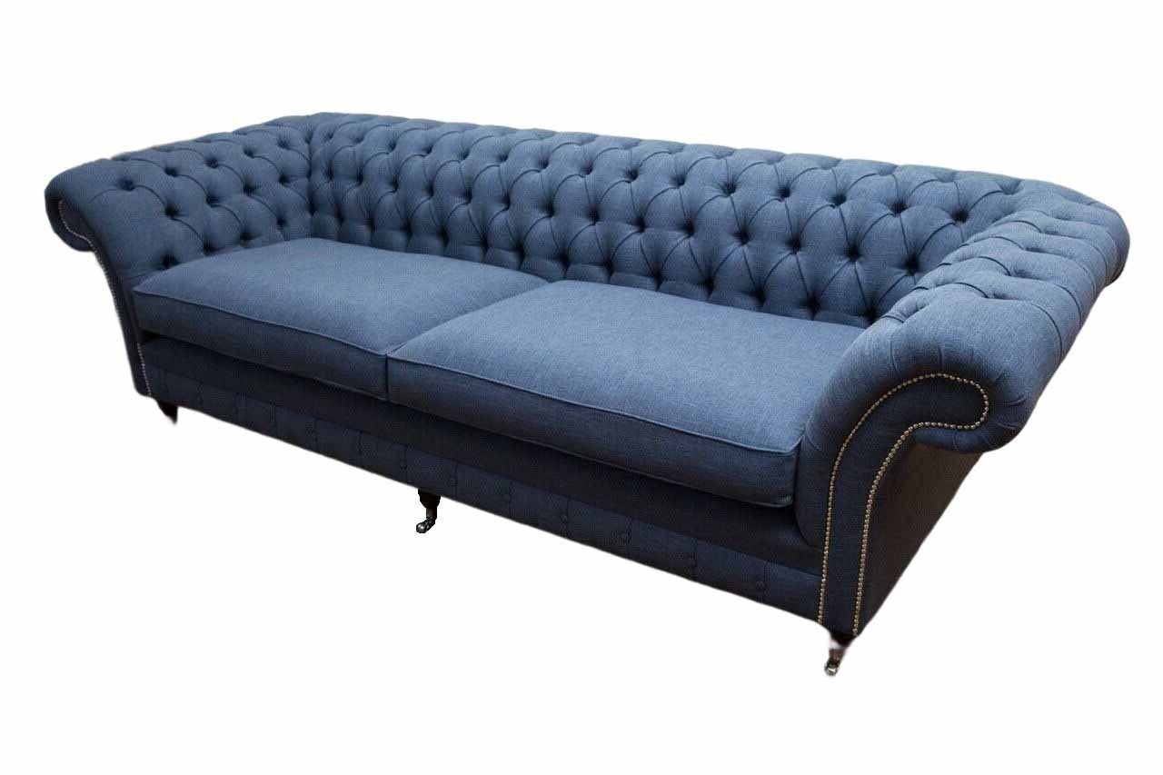 1 Chesterfield Blau Polster, Sofa Sitzer Europe Couch Teile, Sofa In Made Stoff 4 Design JVmoebel