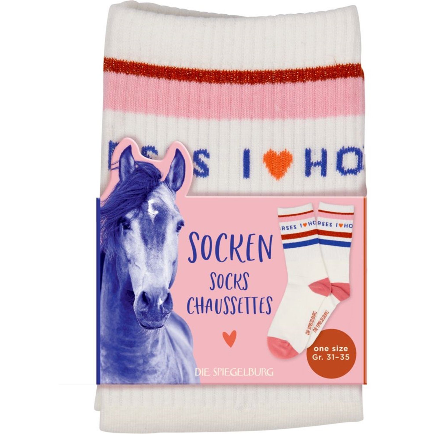 COPPENRATH DIE SPIEGELBURG Kinderkleiderschrank 17972 Socken College, one size (Gr. 31-35) I LOVE HORSES