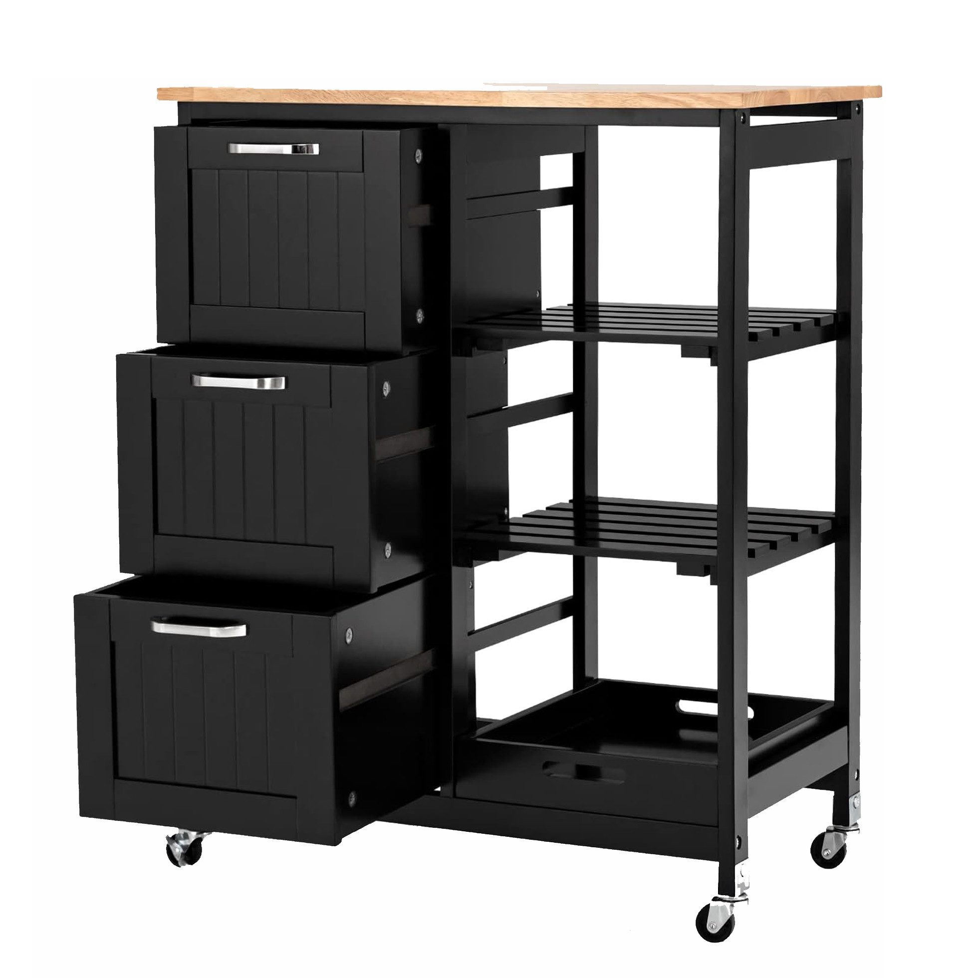 KOMFOTTEU Küchenwagen Servierwagen, mit 3 Schubladen & 3 Ablagen, 67 x 37 x günstig online kaufen