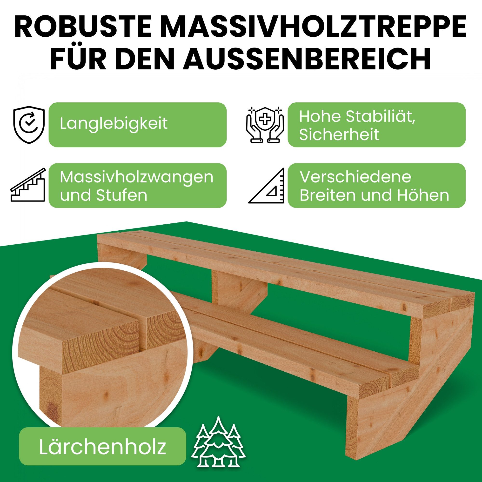 Gartenwelt Riegelsberger Außentreppe Terrassentreppe aus Lärche günstig online kaufen