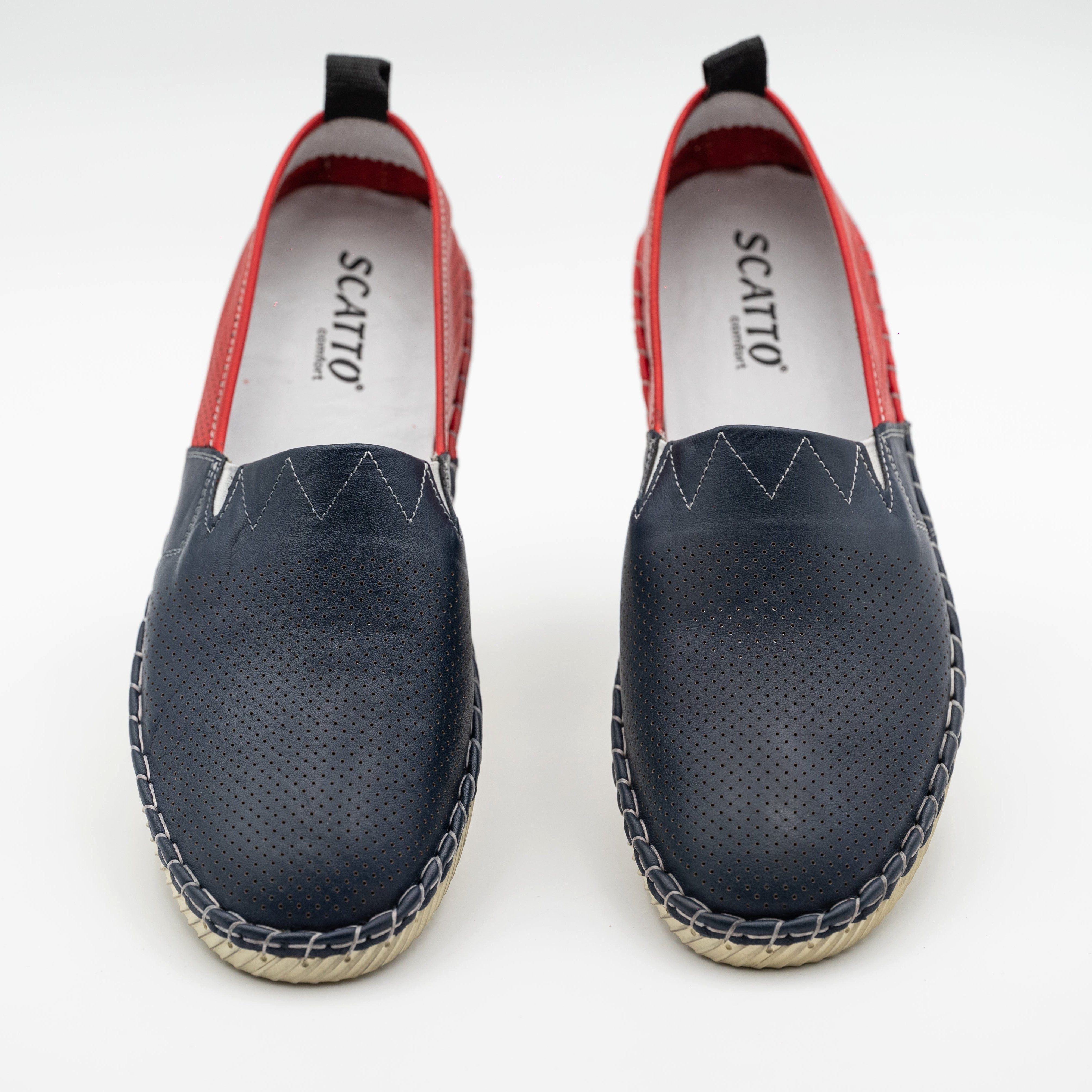 LaMarta Blau und rot Herren Mokassins aus echtem Leder, Lederschuhe Herren Mokassin