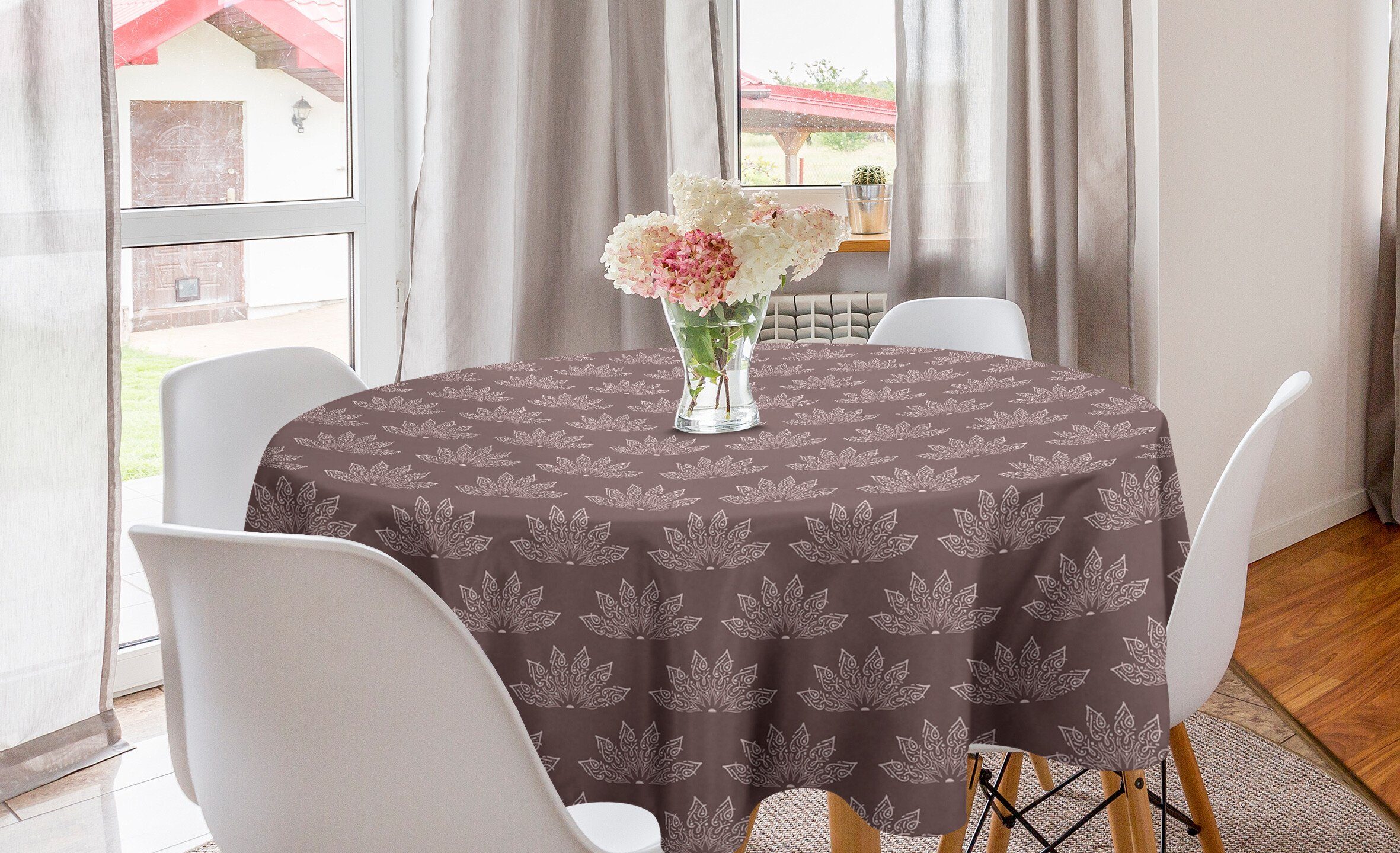 Abakuhaus Tischdecke Kreis Tischdecke Abdeckung für Esszimmer Küche Dekoration, Blumen Lotus Flower Inspired Motiv