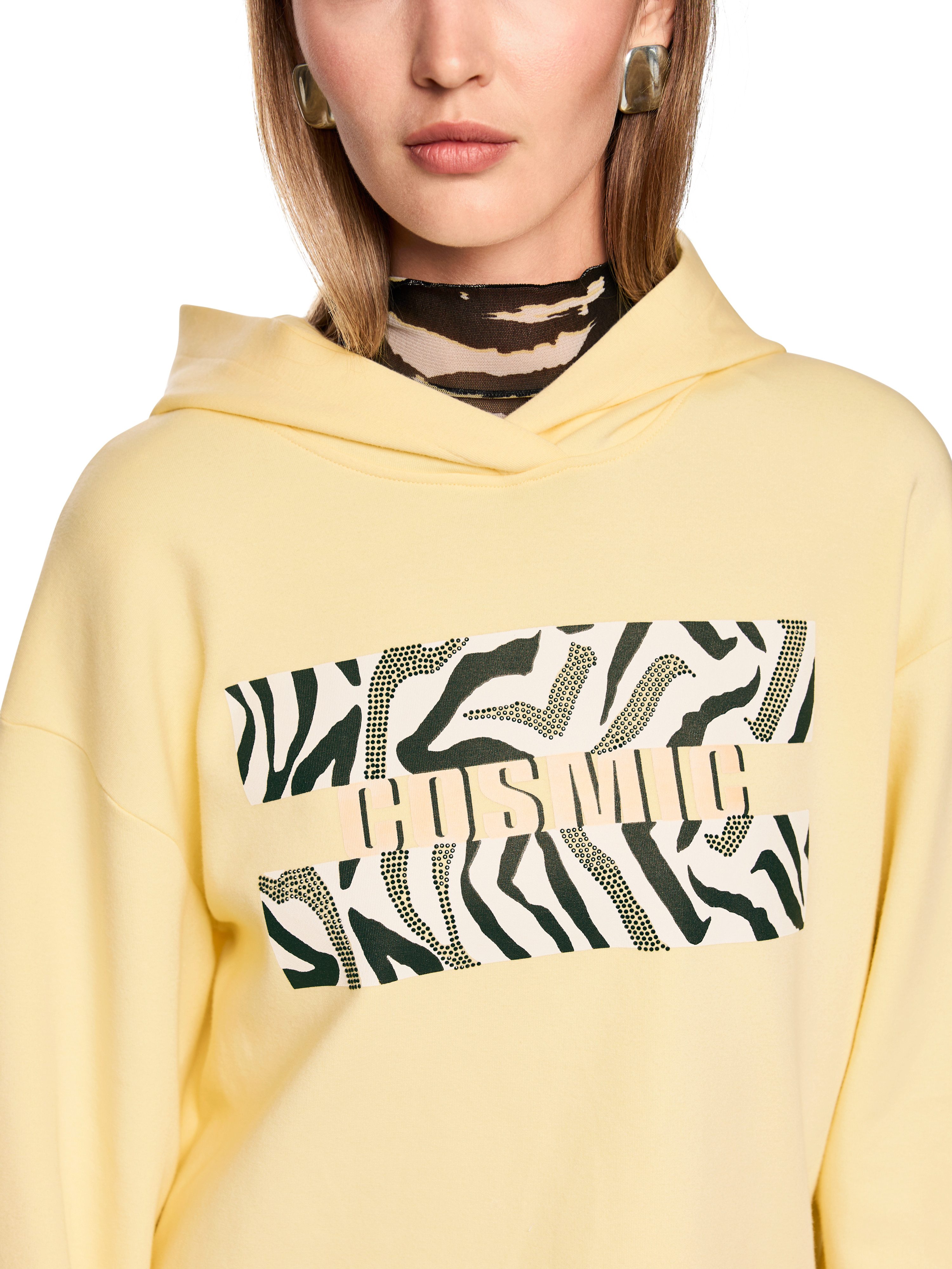 Marc Cain Hoodie Tiger Mania Premium Damenmode mit Animal Print, Strass-Applikation