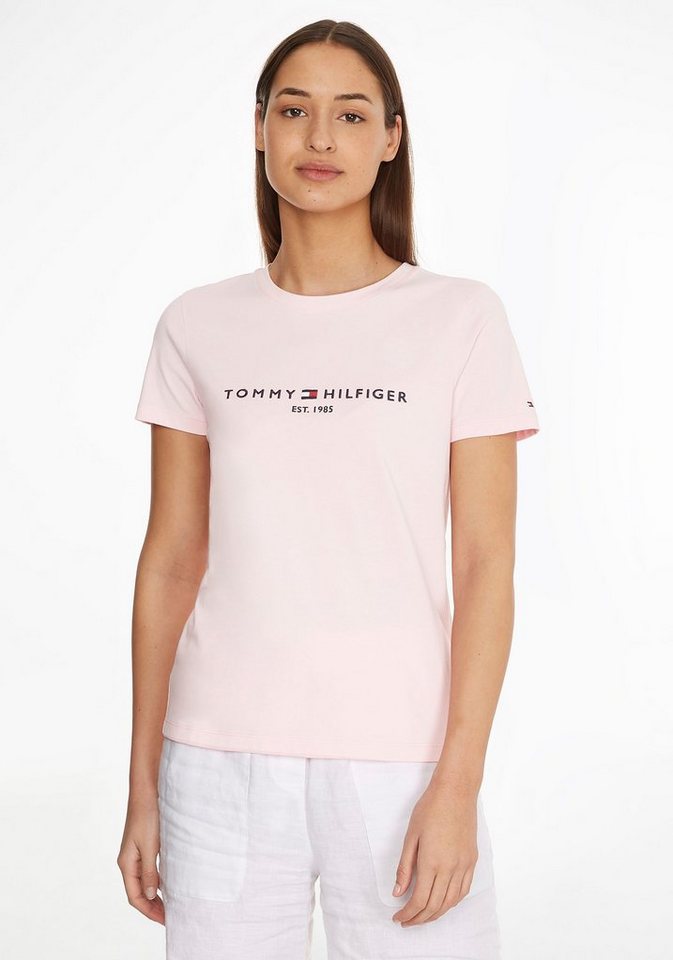 Tommy Hilfiger Rundhalsshirt TH ESS HILFIGER C-NK REG TEE SS mit Tommy  Hilfiger Linear Logo-Schriftzug | T-Shirts