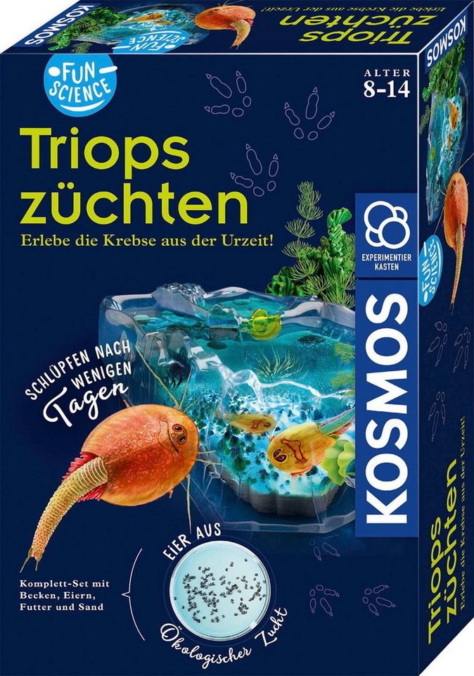 Kosmos Experimentierkasten Fun Science Triops züchten, Made in Germany,  Anleitung mit tollen Tipps, Hintergrundinfos und Futterplan