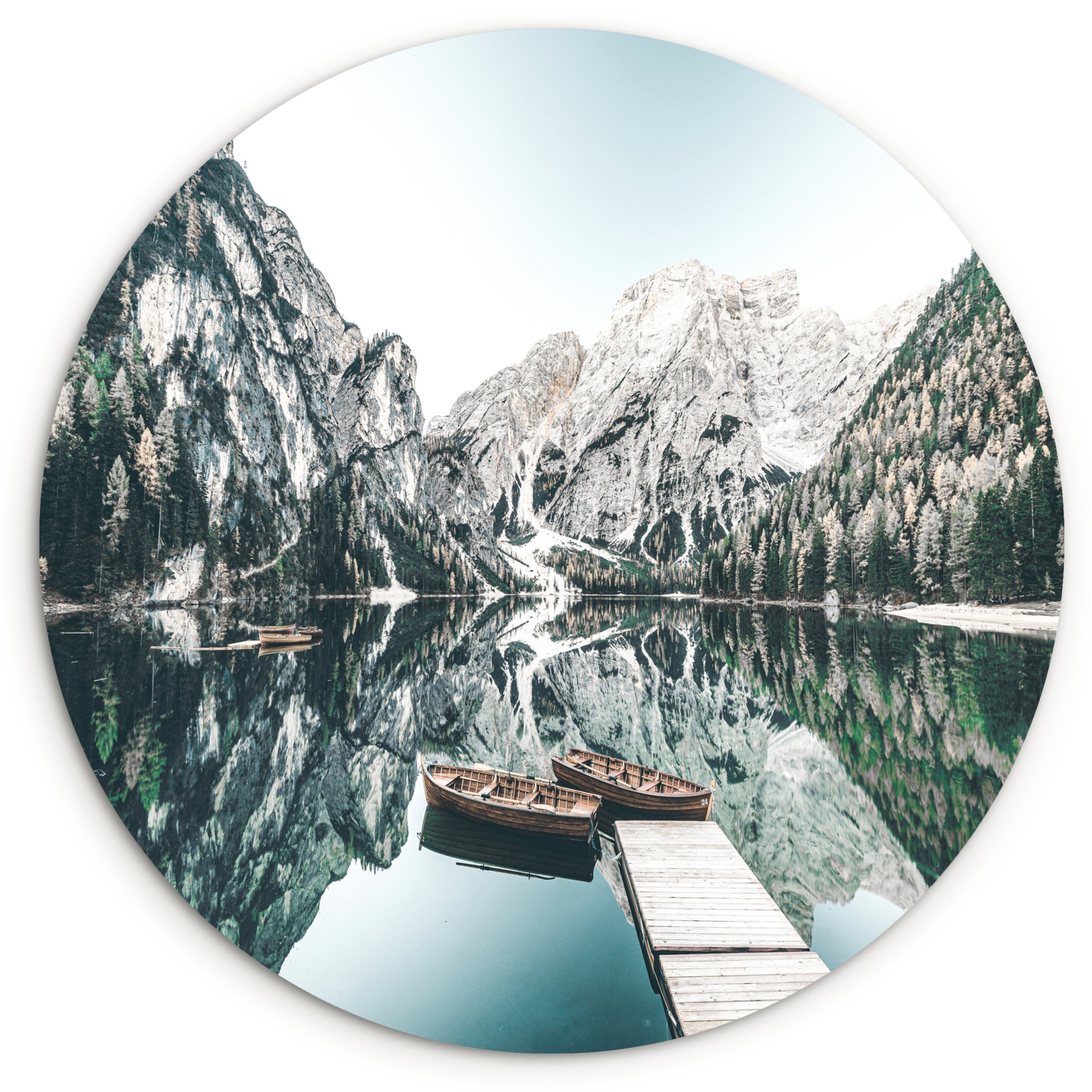 Gemälde Landschaft - Boot - Winter - Berge