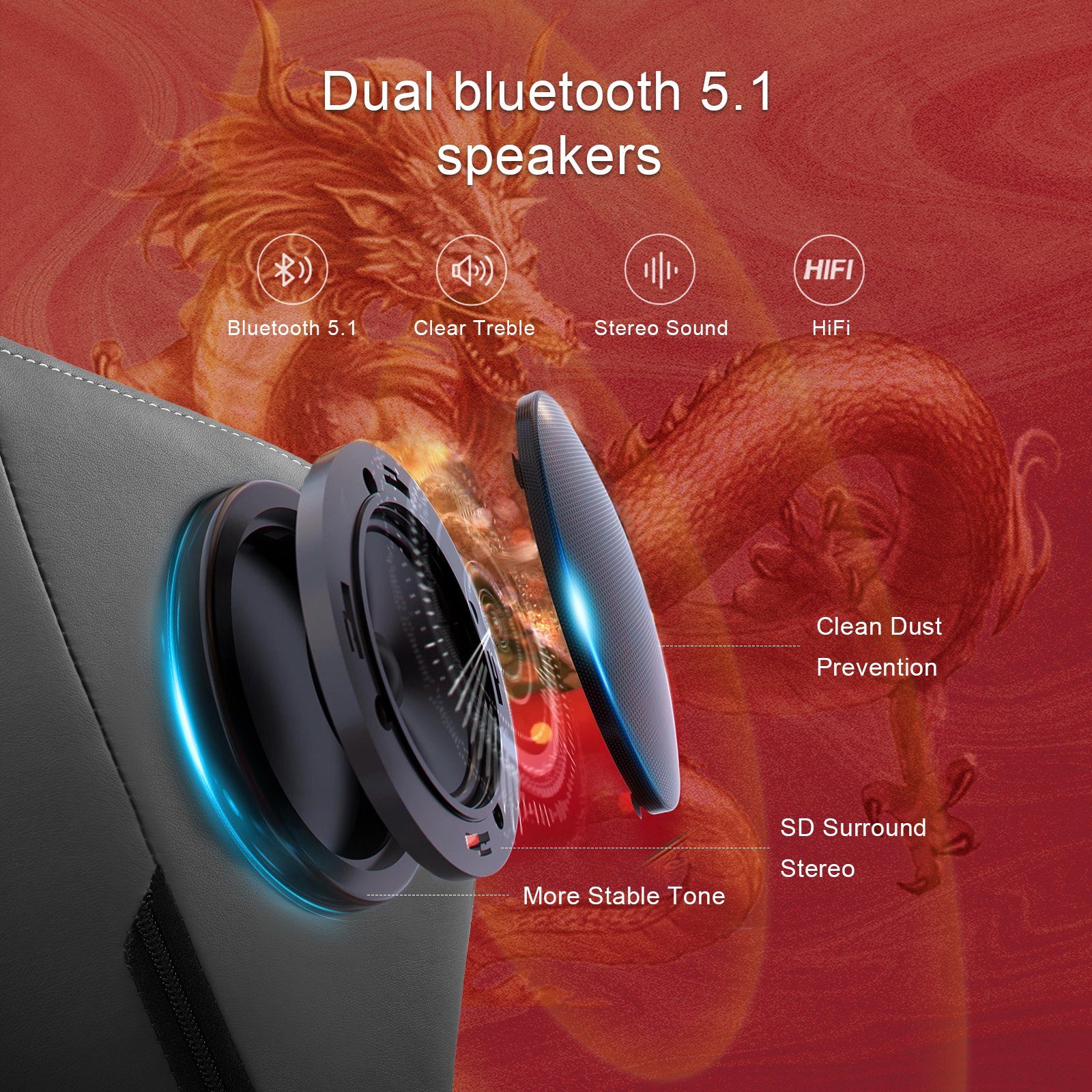 GTPLAYER Gaming-Stuhl Gamer Stuhl mit Bluetooth-Lautsprechern günstig online kaufen