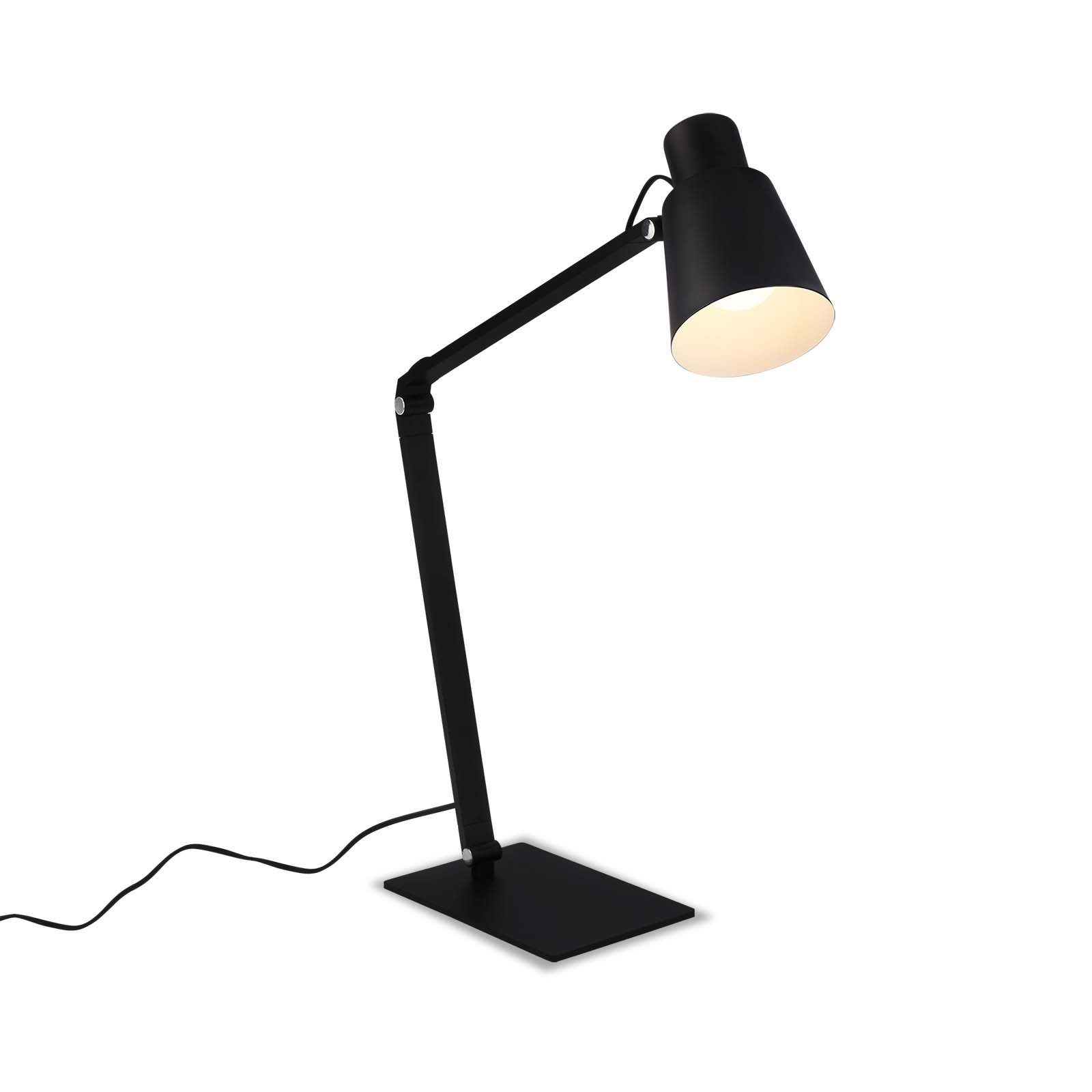 Briloner Leuchten Tischleuchte 7467015, schwenkbar, Kabelschalter, LED  wechselbar, Tischlampe, 44 x 15 x 47,5cm, Schwarz, max. 10W, E27,  Leselampe, Büro