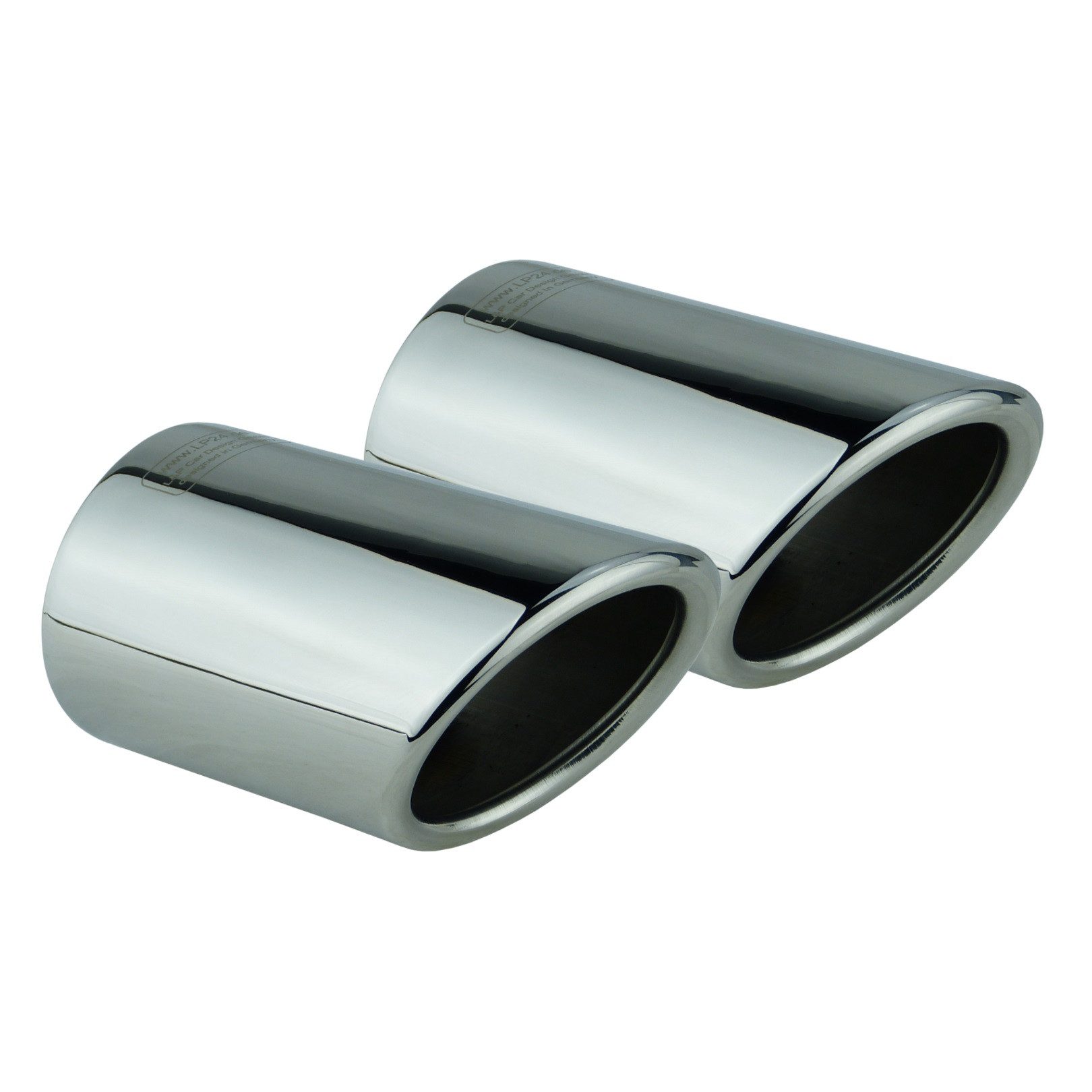 L & P Car Design Auspuff-Flexrohr 2 Auspuffblenden Chrom poliert Edelstahl für Audi A4 B8 A5 8T Q5 8R, 73,5 mm