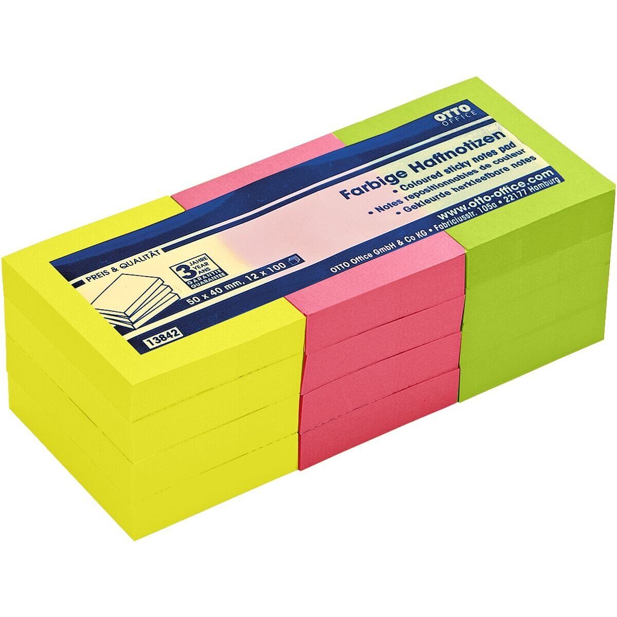 Otto Office Haftnotizblock, 5x4 cm, mit Haftung an der kurzen Seite