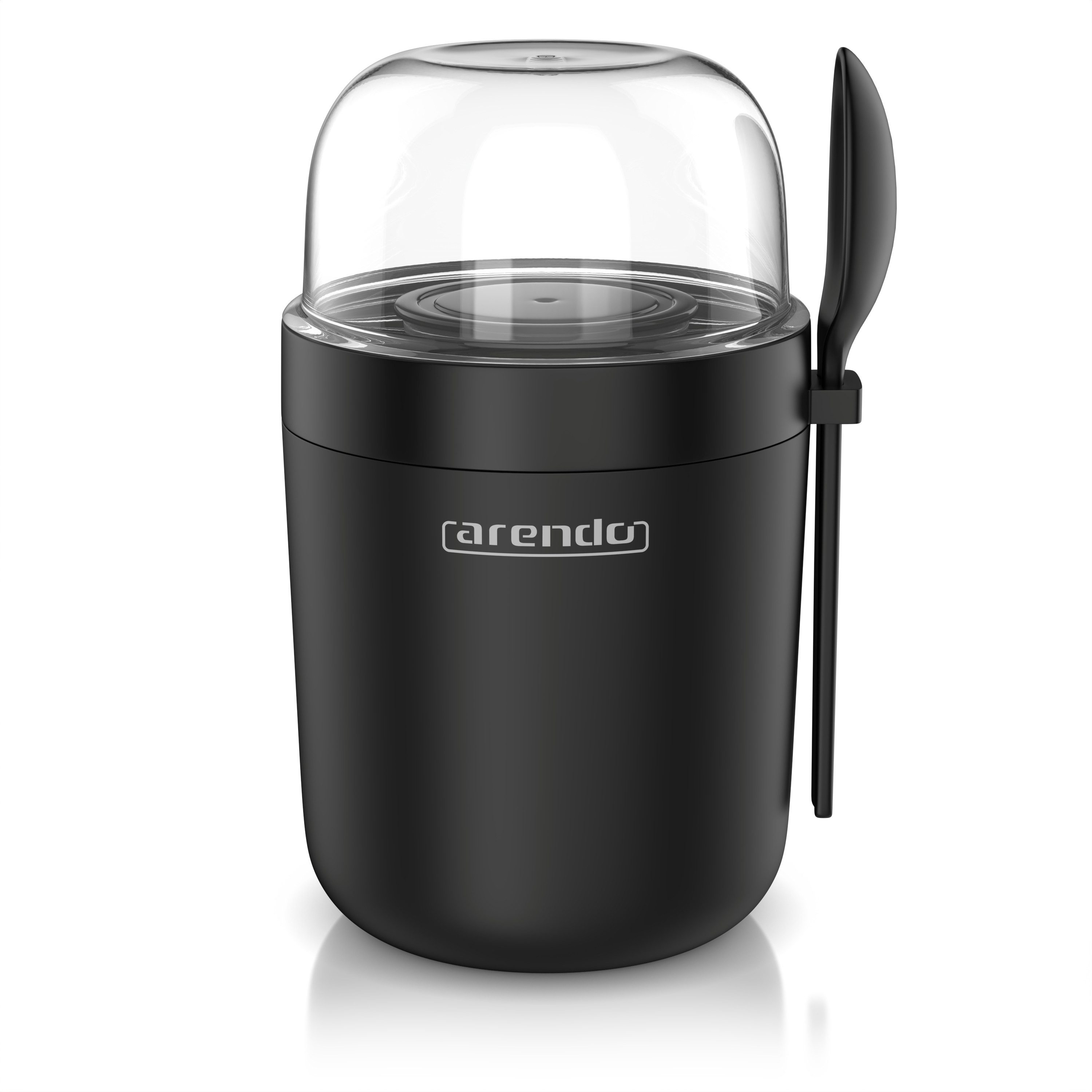 Arendo Mehrwegbecher Müslibecher mit Löffel, Aufbewahrungsbecher 750ml, To Go, (1-tlg., 1 x Joghurtbecher, 1 x Klarsichtdeckel, 1 x Dressingbox, 1 x Löffel), Joghurtbecher, 3 getrennte Behälter, auslaufsicher, Klarsichtdeckel
