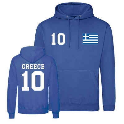 Youth Designz Kapuzenpullover Griechenland Herren Hoodie Pullover im Fußball Trikot Look mit trendigem Frontprint